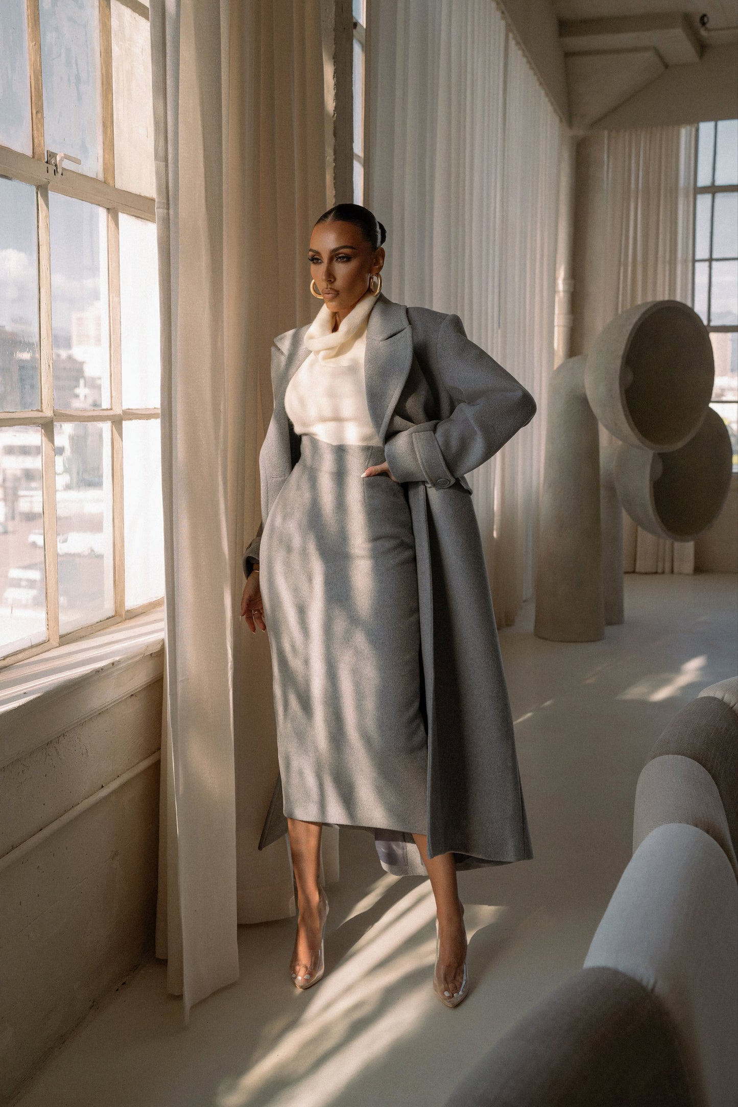 Grey Rain Or Shine Longline Coat