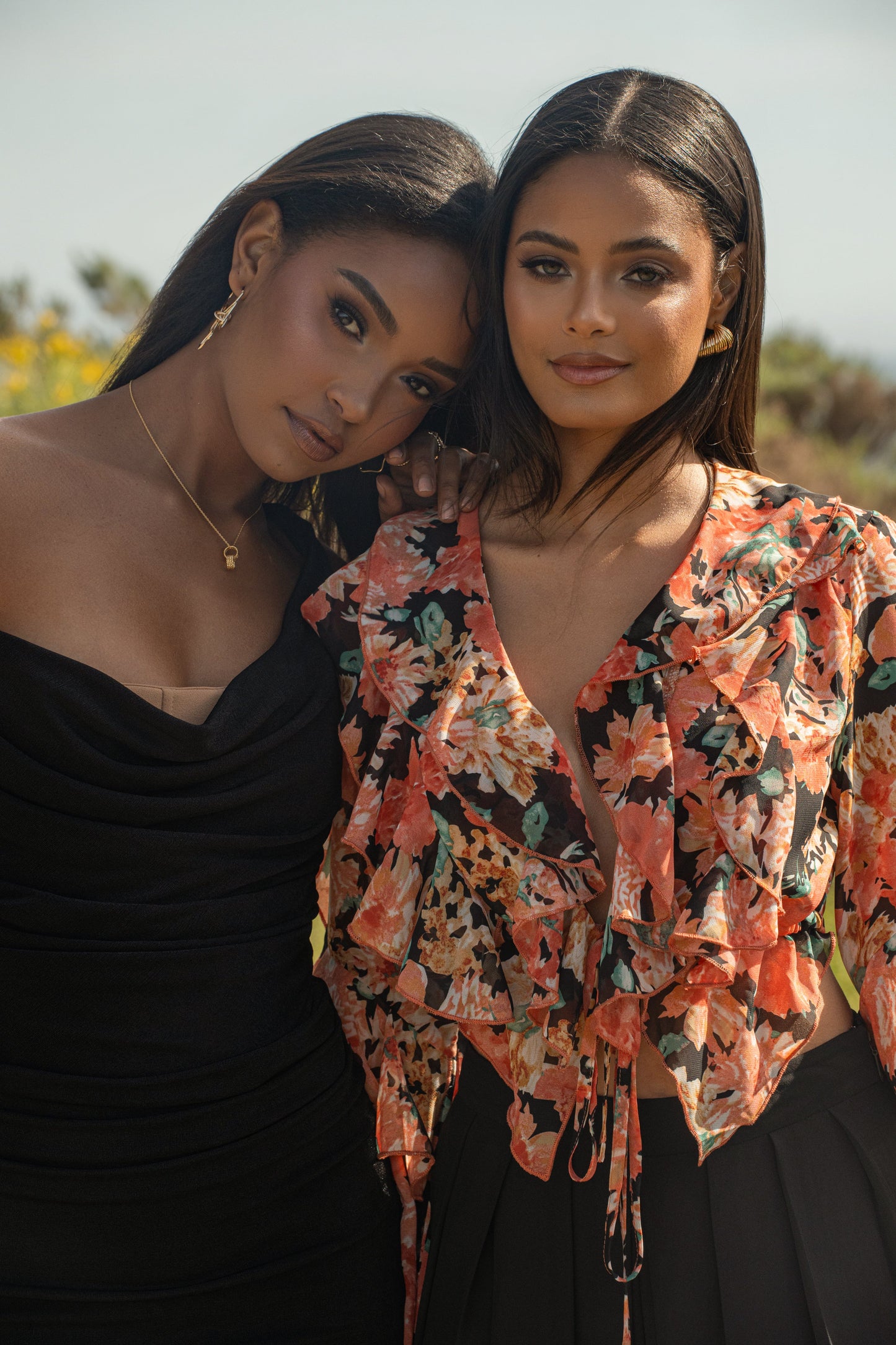 Black Floral Yvanna Ruffle Top