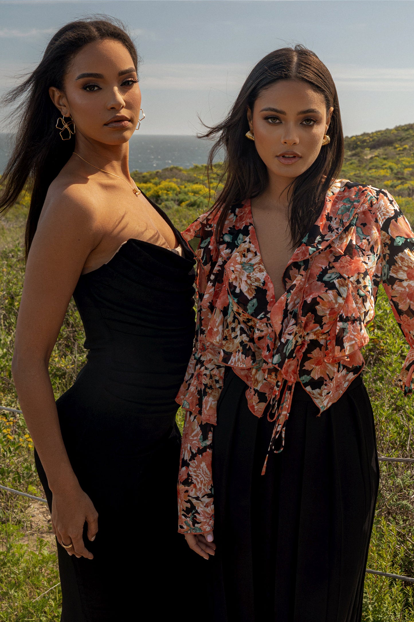 Black Floral Yvanna Ruffle Top