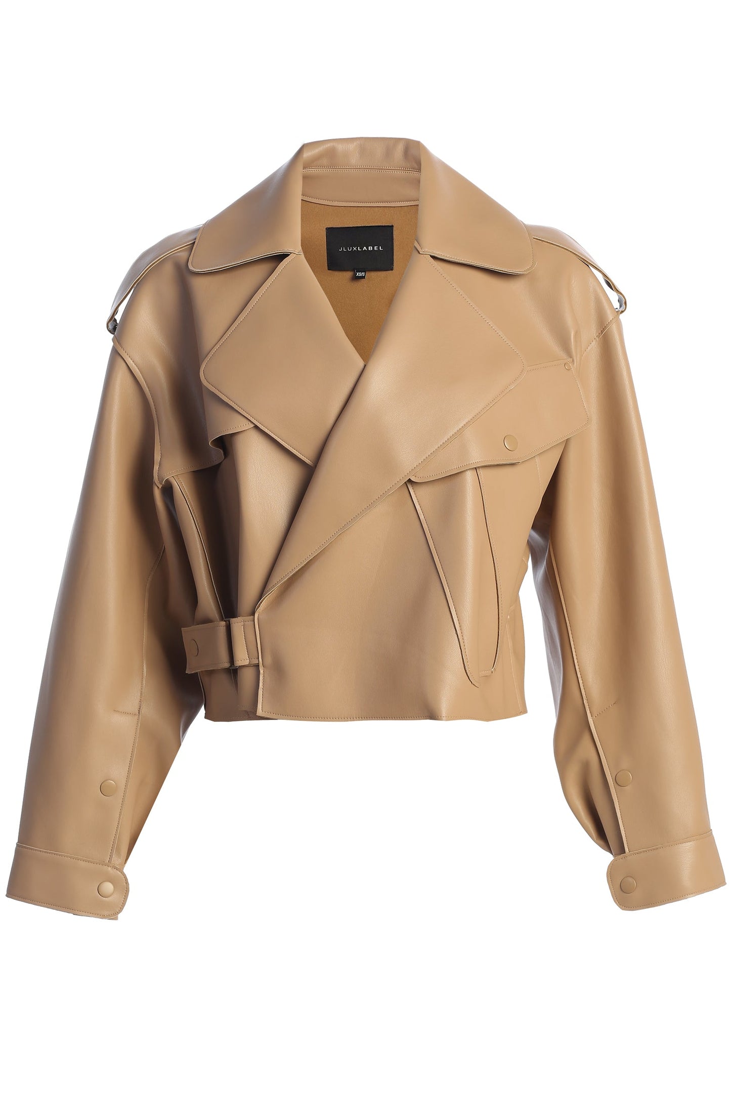 Tan Raja Faux Leather Jacket