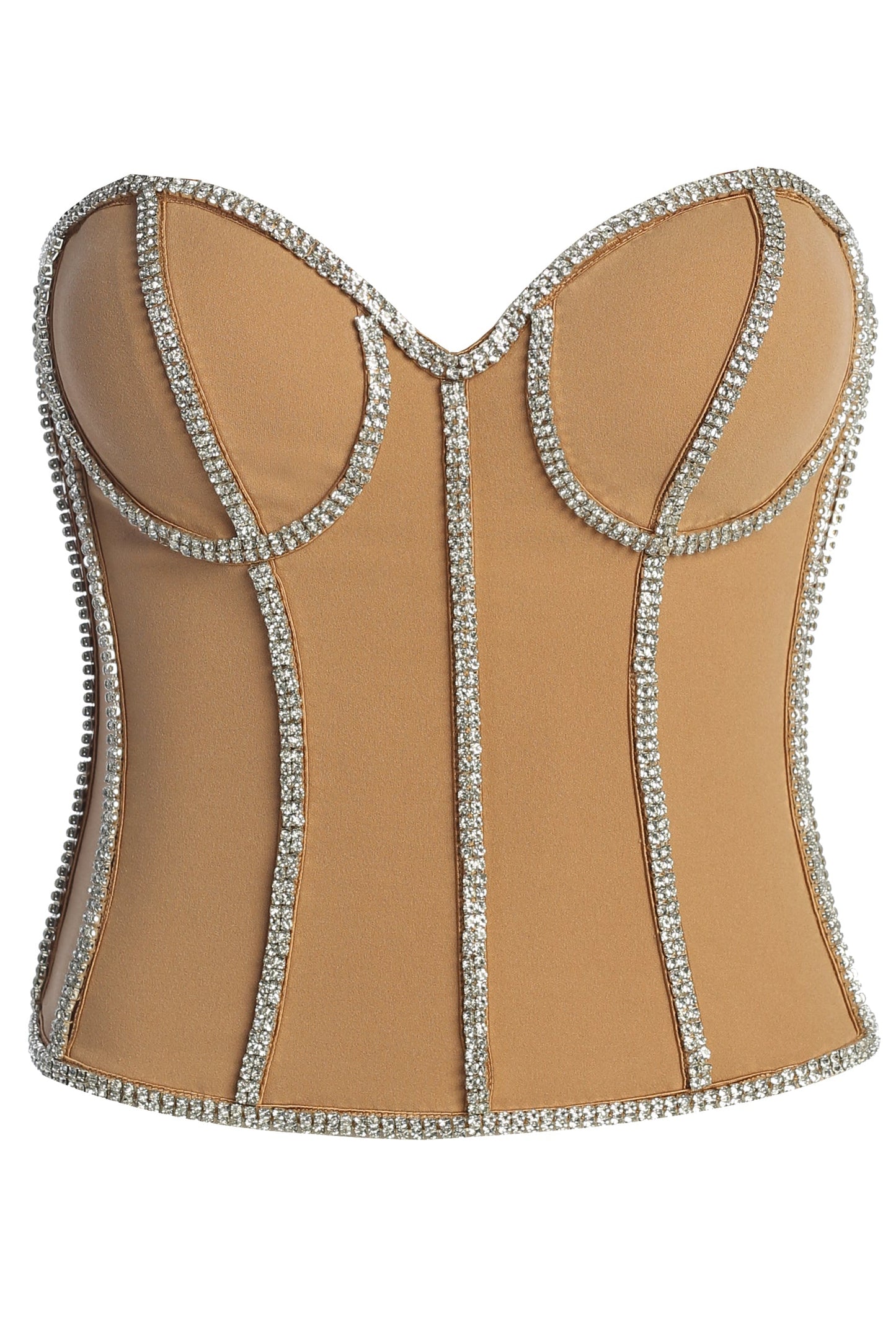 Tan Illusions Rhinestone Corset