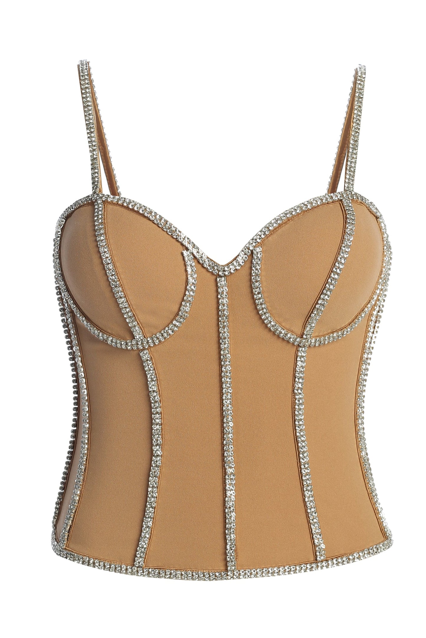 Tan Illusions Rhinestone Corset