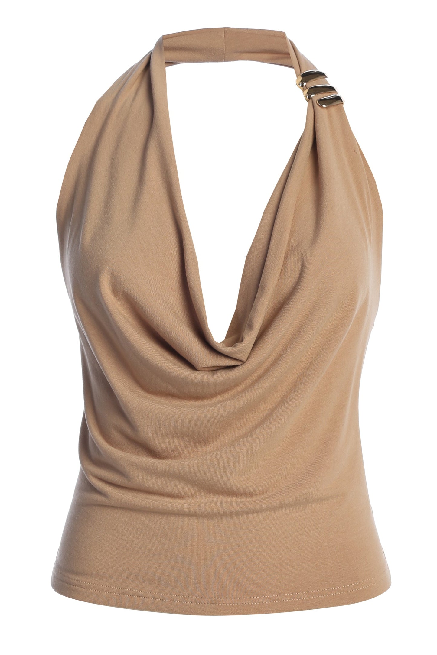 Beige Embellished Halter Top