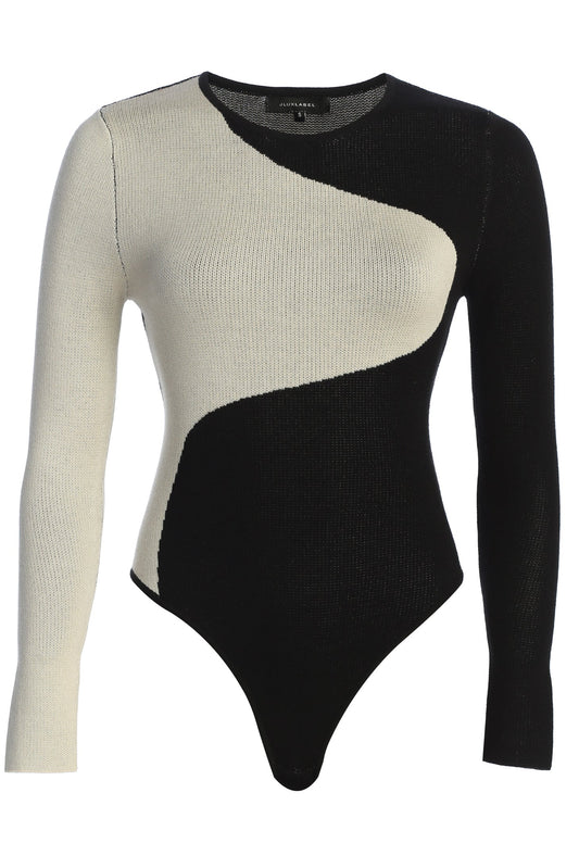 Black/Taupe Ari Color Block Bodysuit