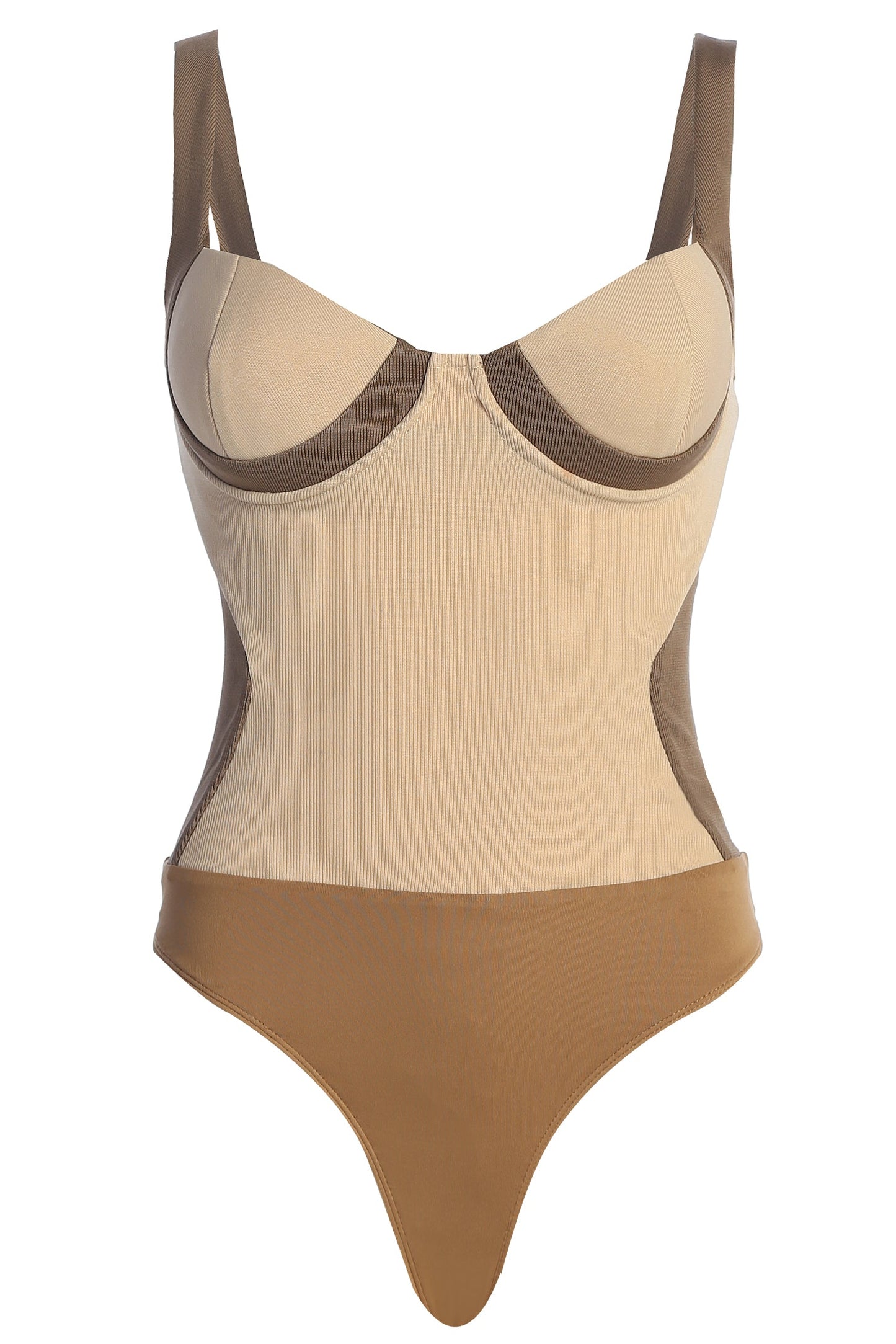 Taupe/Tan Throwback Colorblock Bodysuit