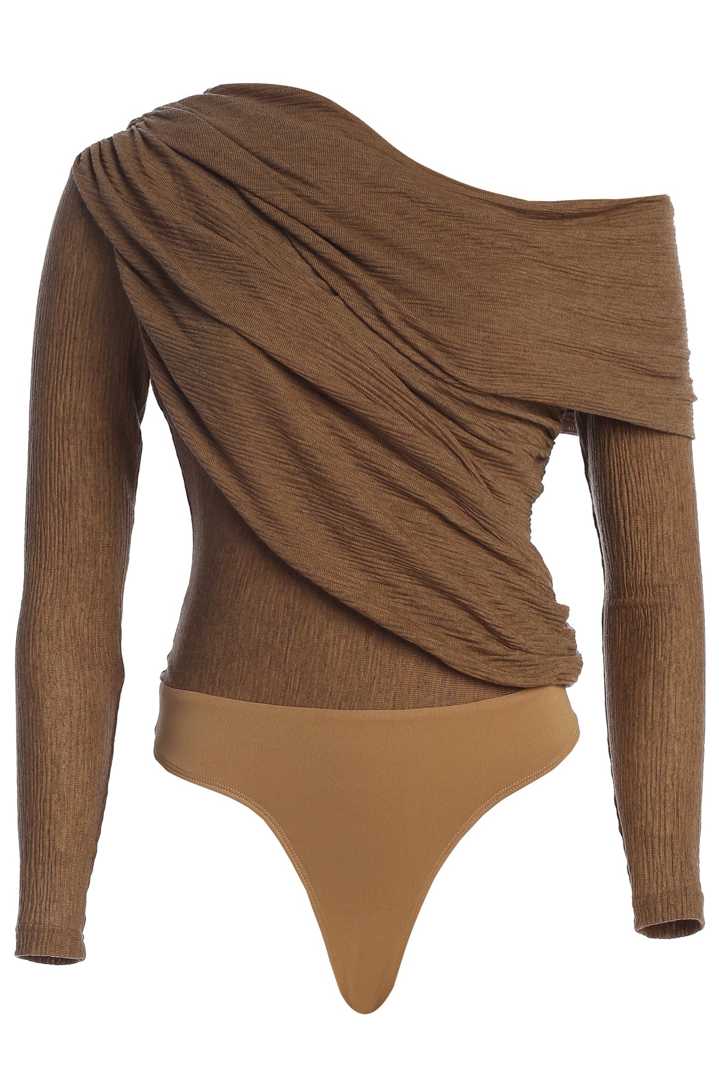 Chocolate Textured One Shoulder Bodysuit