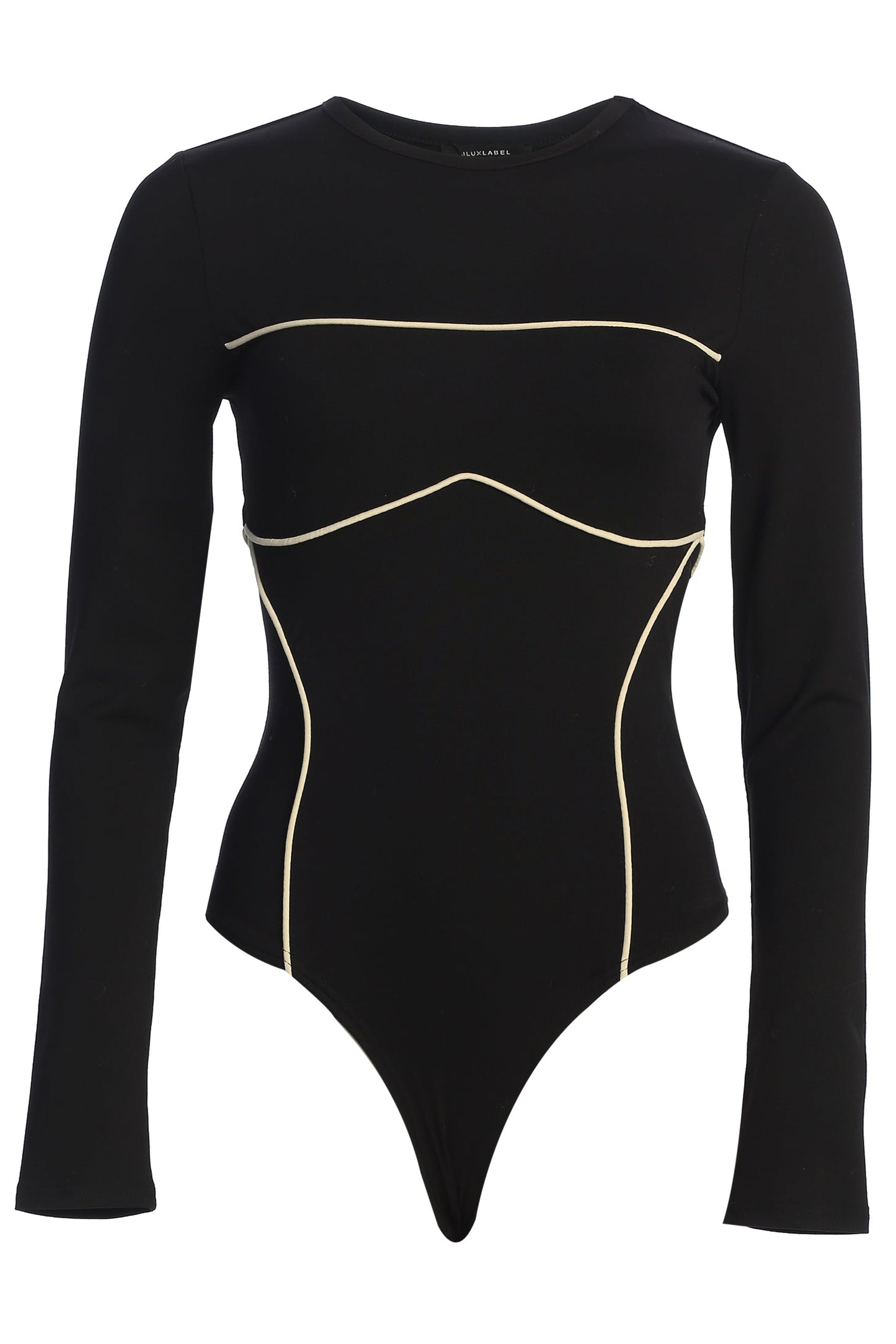 Black/Cream Pilar Piped Bodysuit