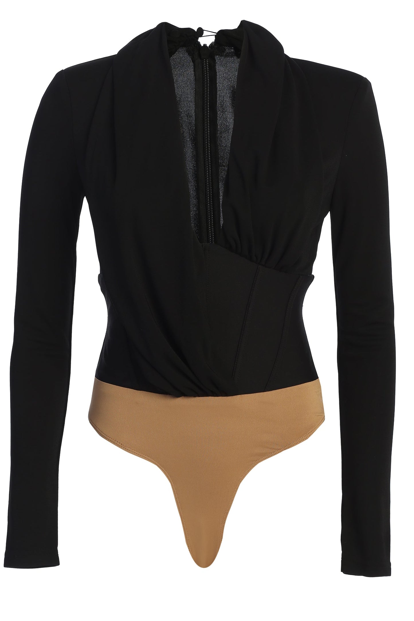 Black Drape Corset Bodysuit