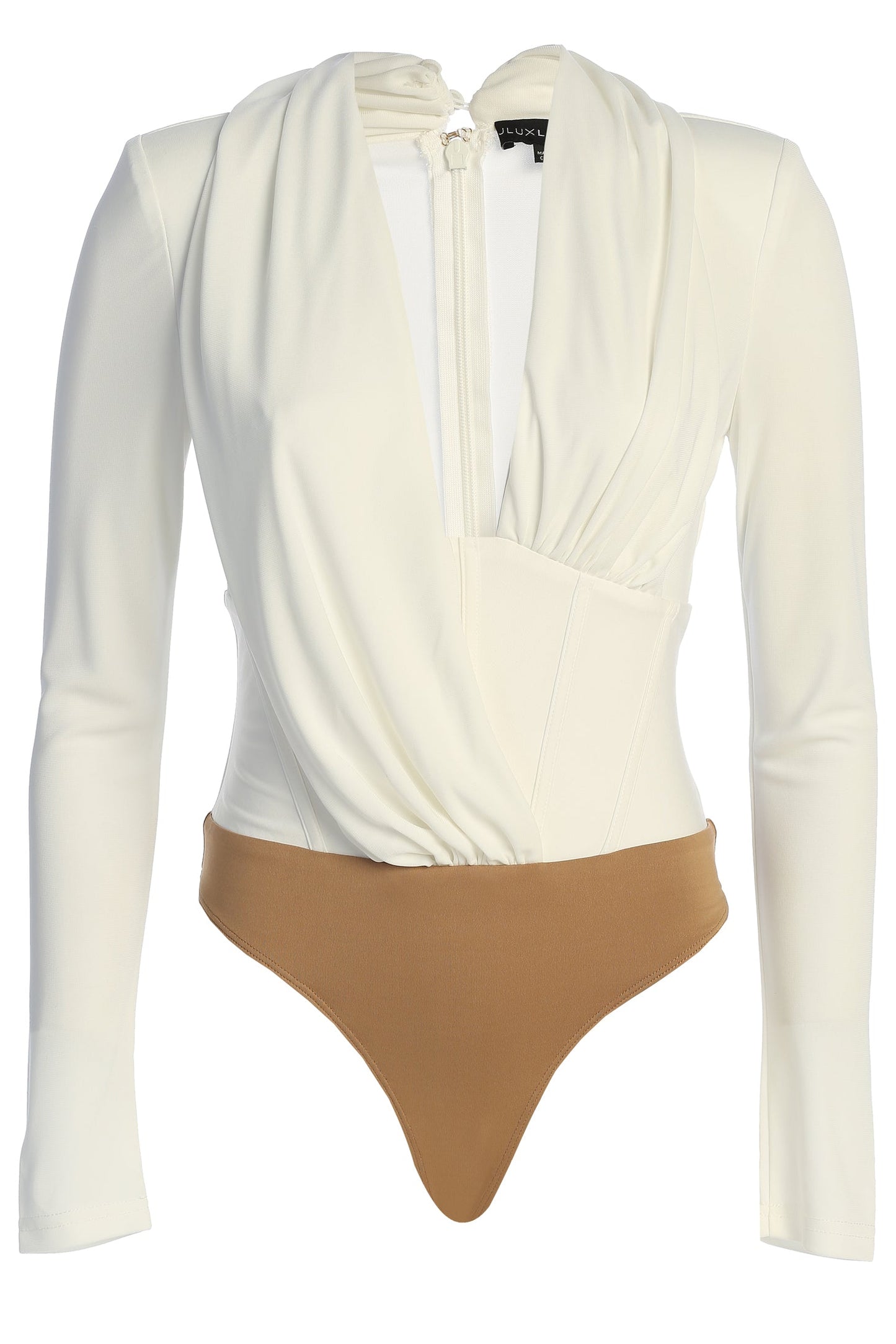 White Drape Corset Bodysuit