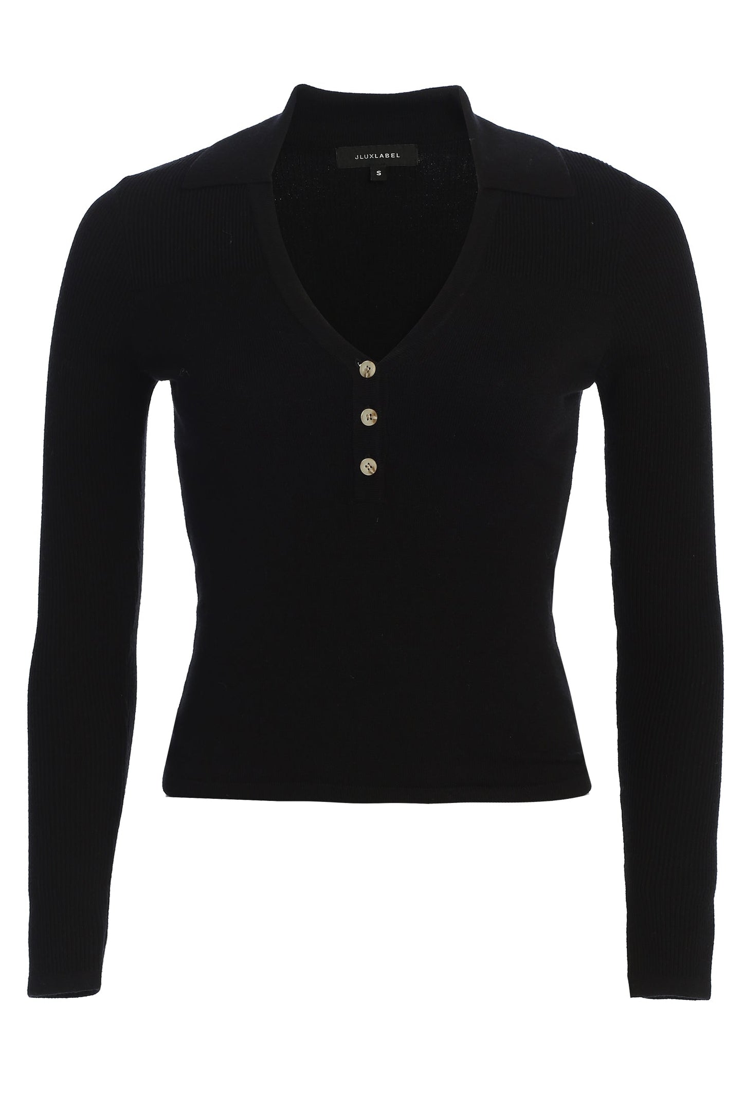 Black Ashley Collared Top