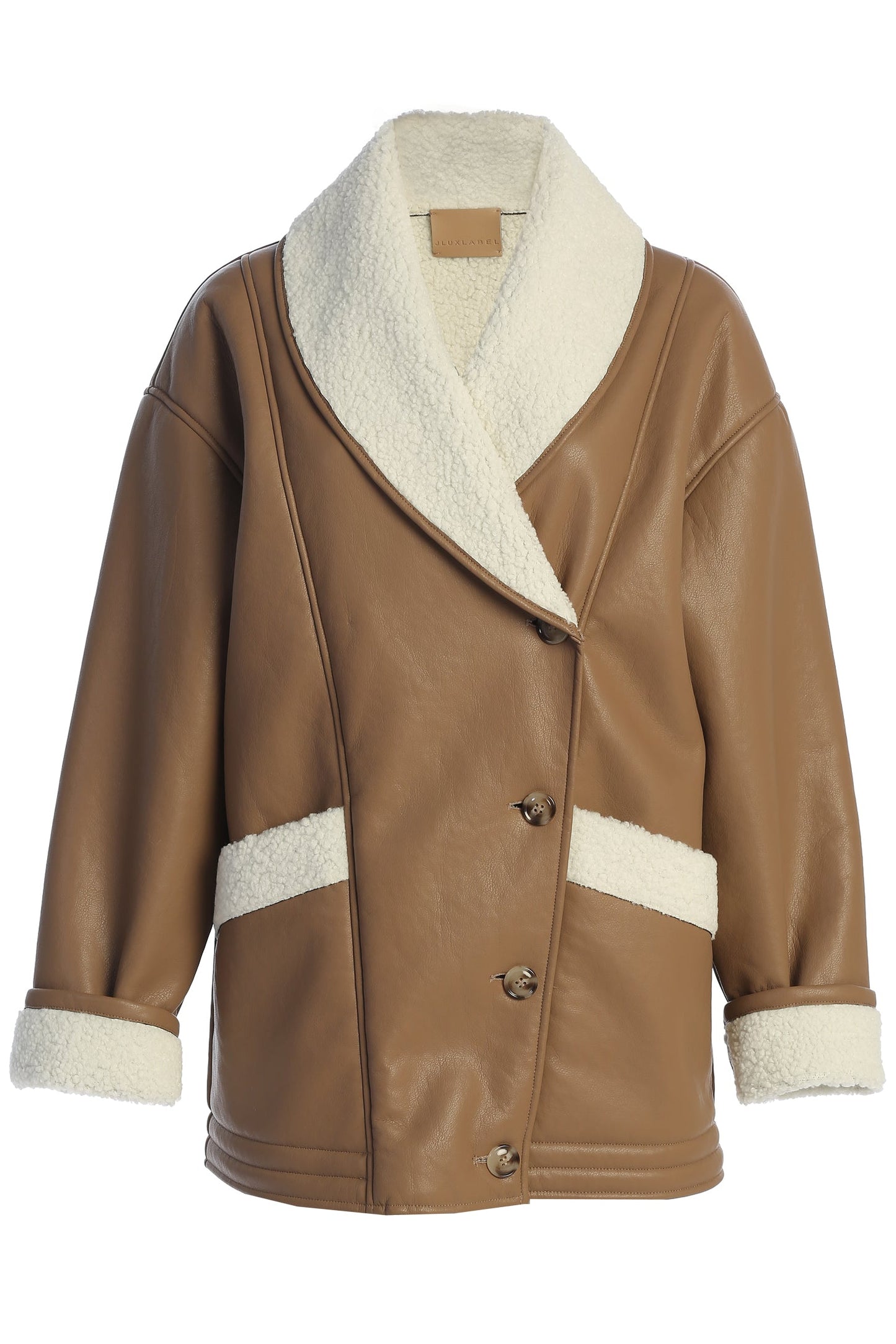 Tan Presley Faux Leather Coat