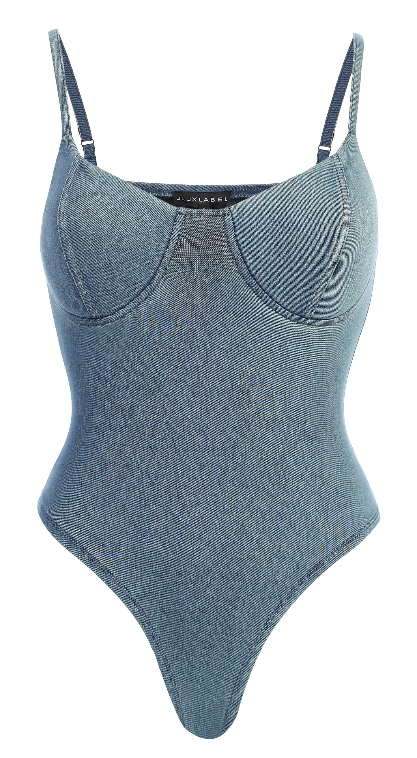 Medium Wash Orion Denim Bustier Bodysuit