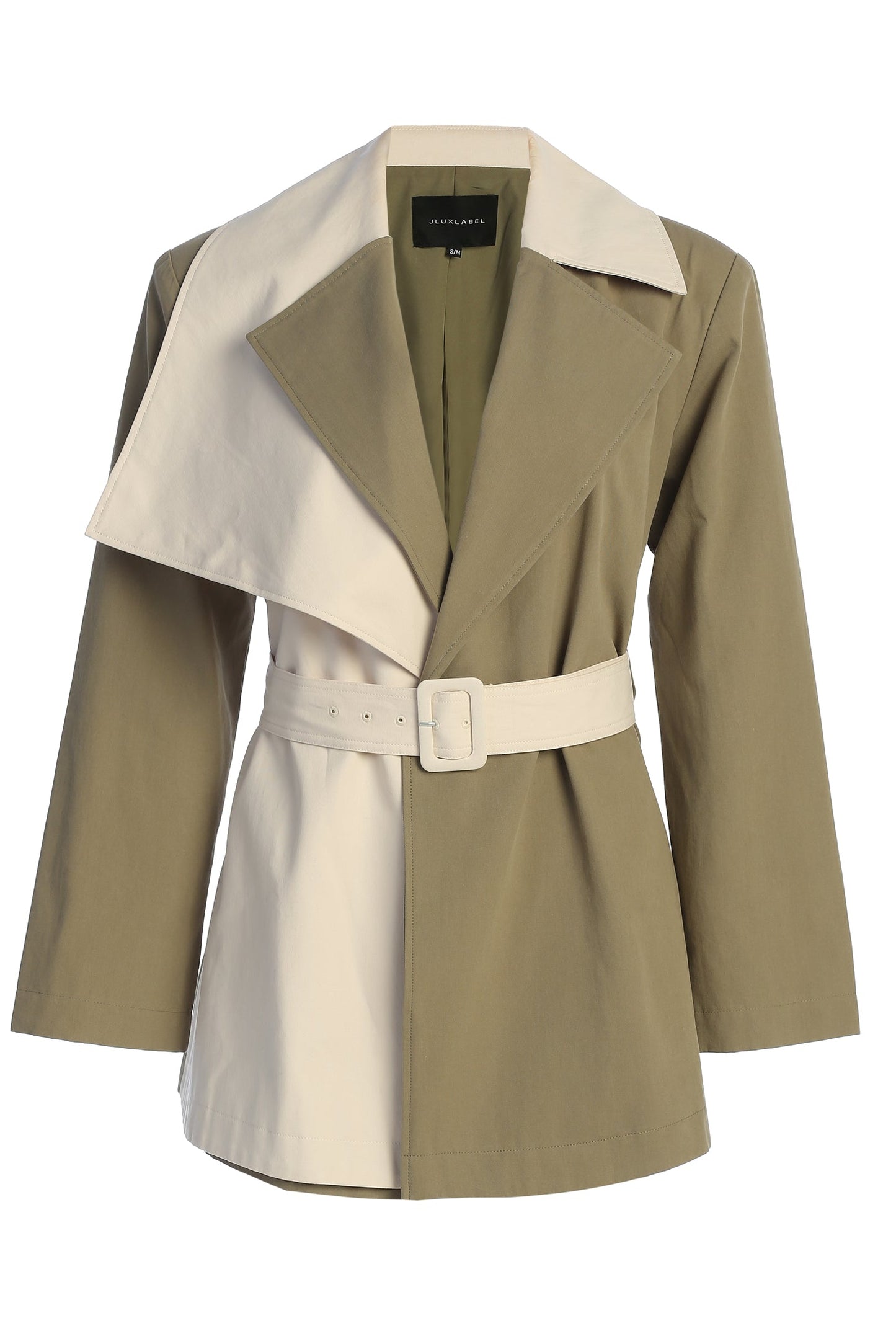 Olive Color Block Summit Belted Jacket