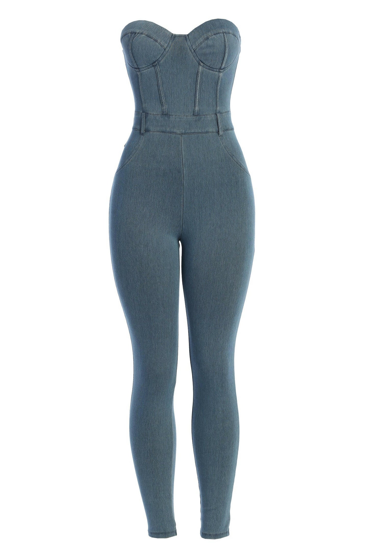 Medium Wash Denim Diya Bustier Jumpsuit