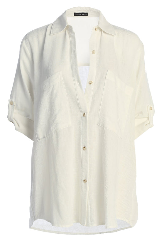 Off White By The Coast Crinkled Button Up