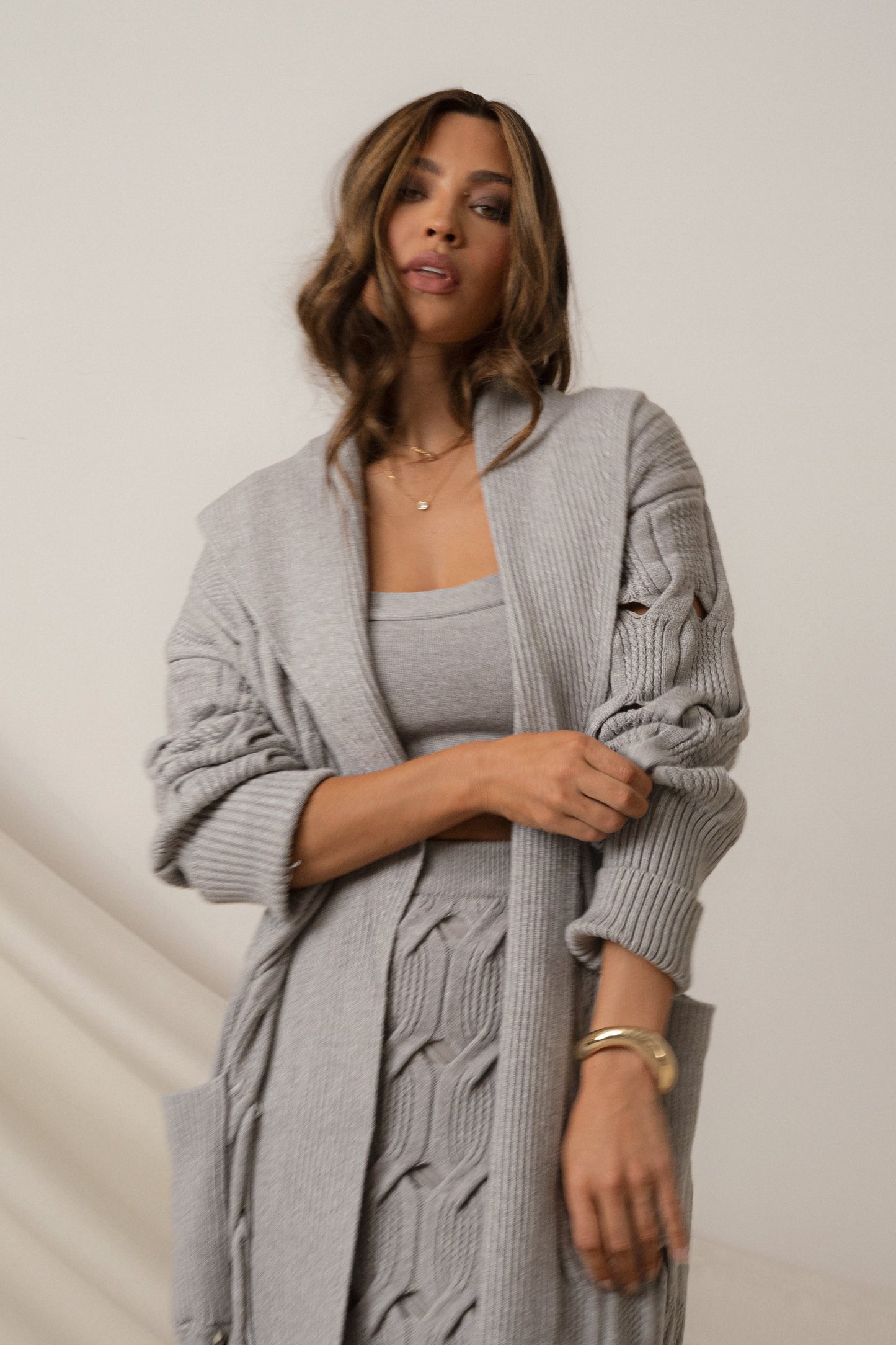 Heather Grey Brixton Knit Cardigan