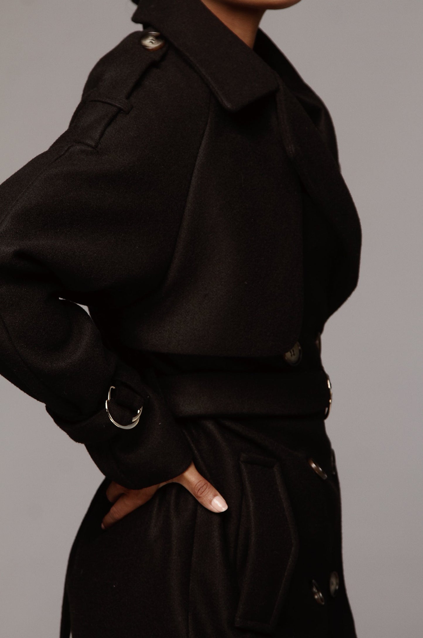 Black Beverly Trench Coat