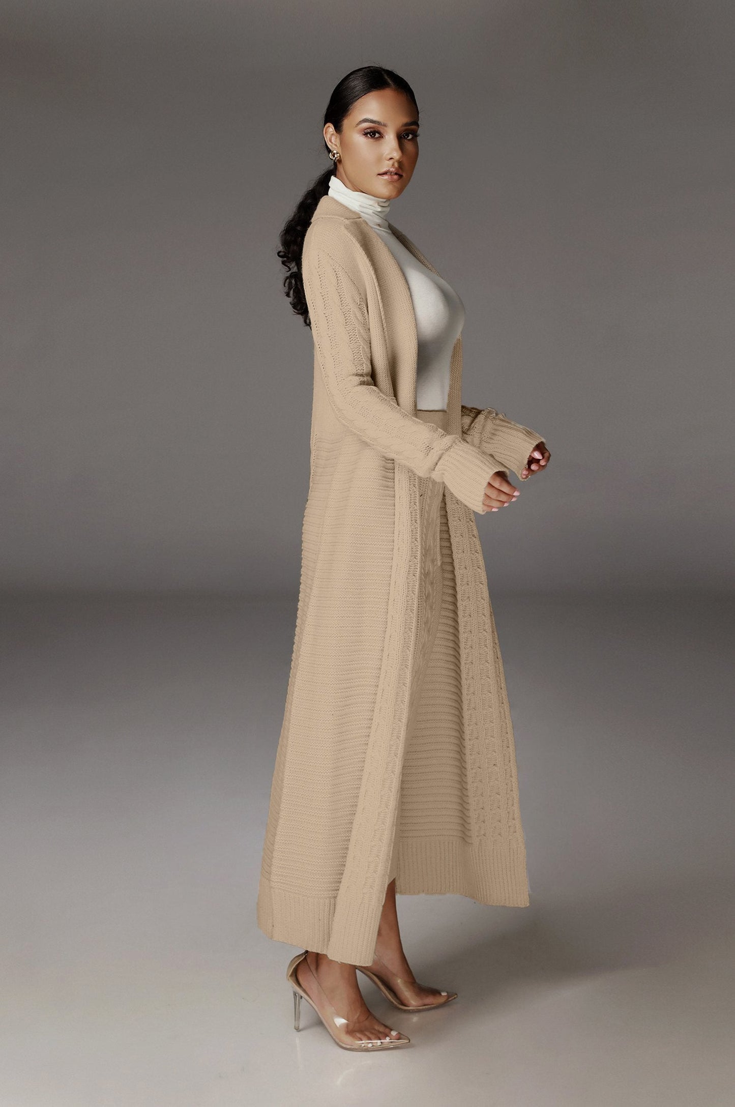 Cream Evana Cable Knit Cardigan