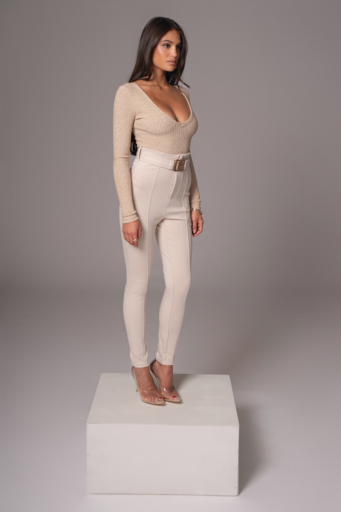 Beige Pegasus Chain Bodysuit