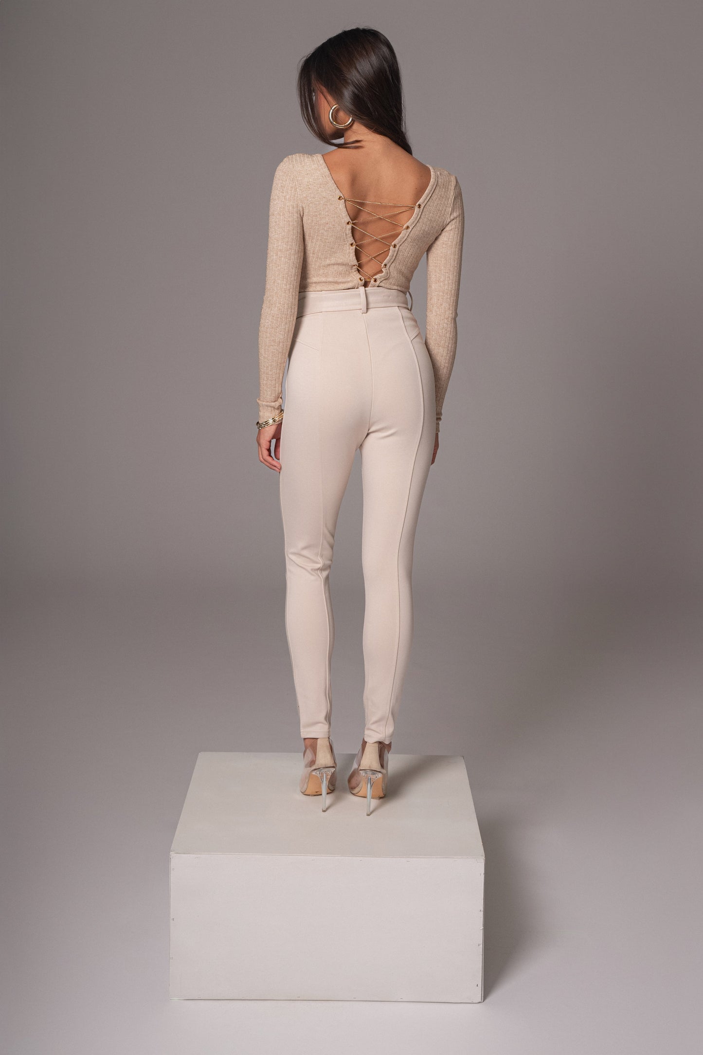 Beige Pegasus Chain Bodysuit