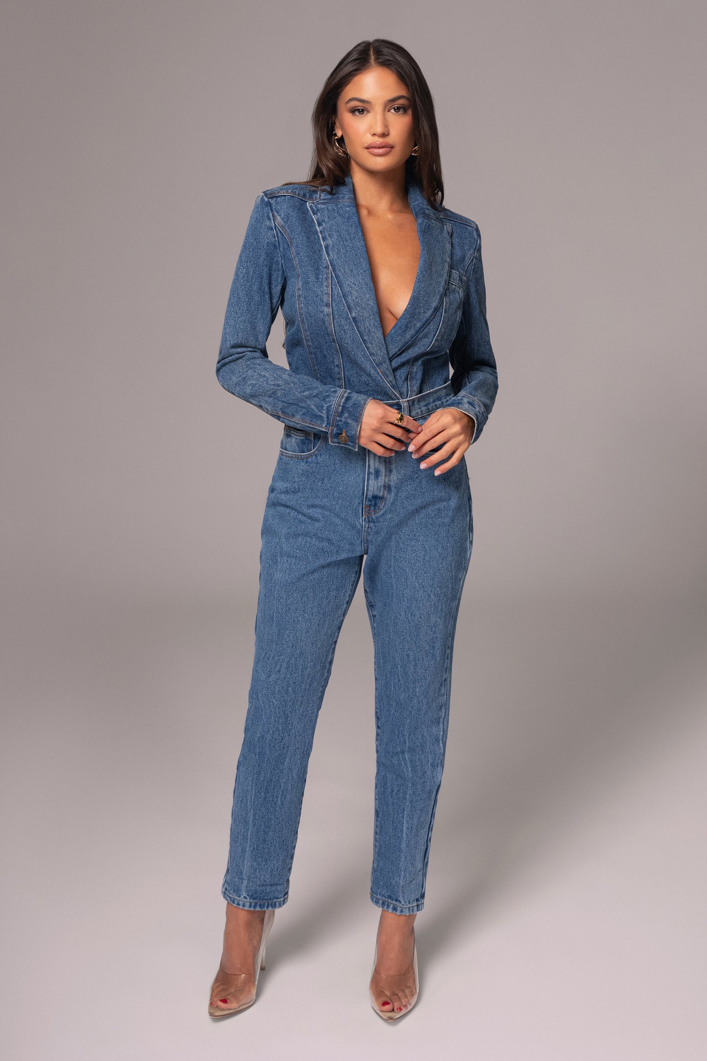 Medium Wash Dominica Structured Denim Bodysuit