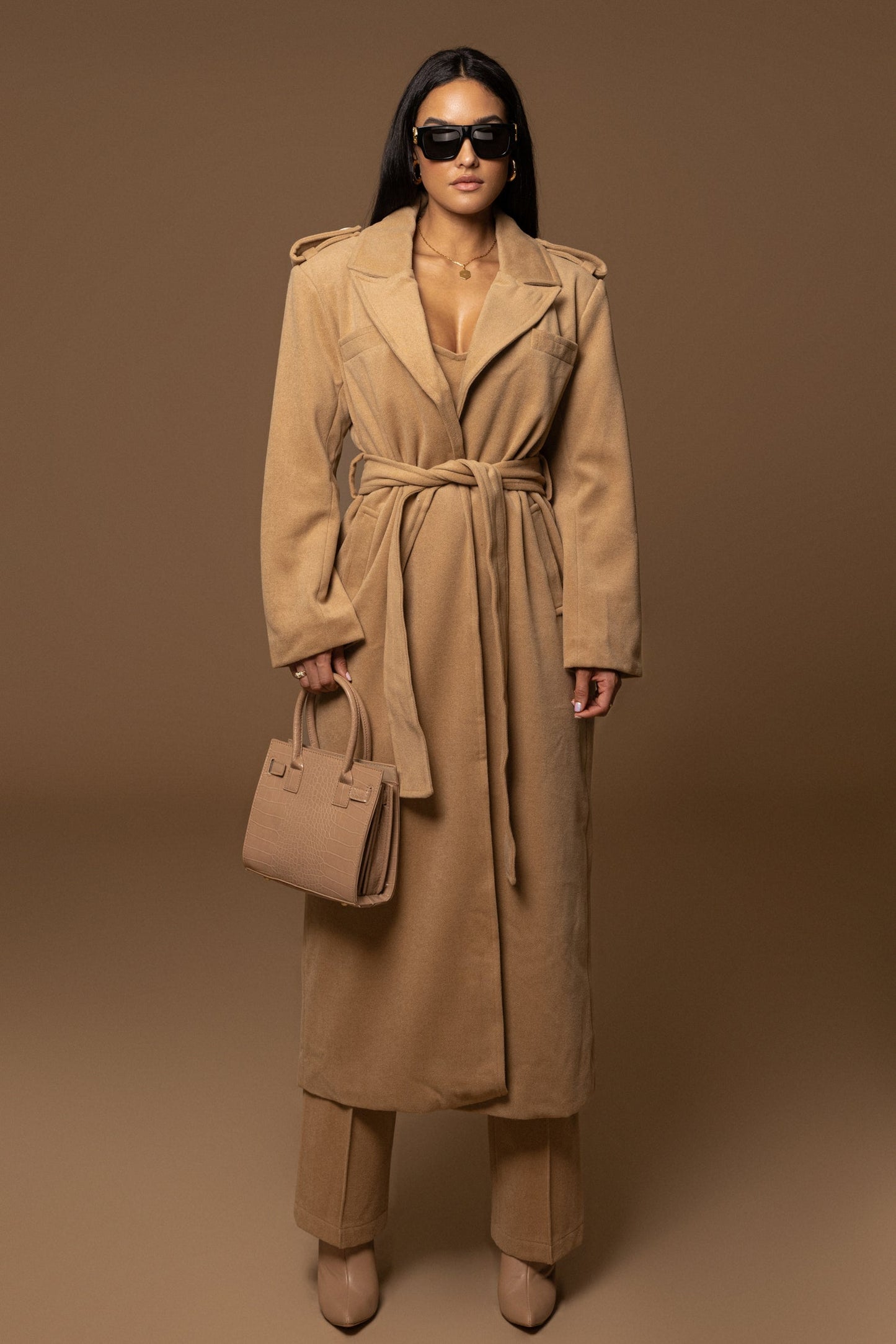 Beige SAVANNAH BELTED COAT