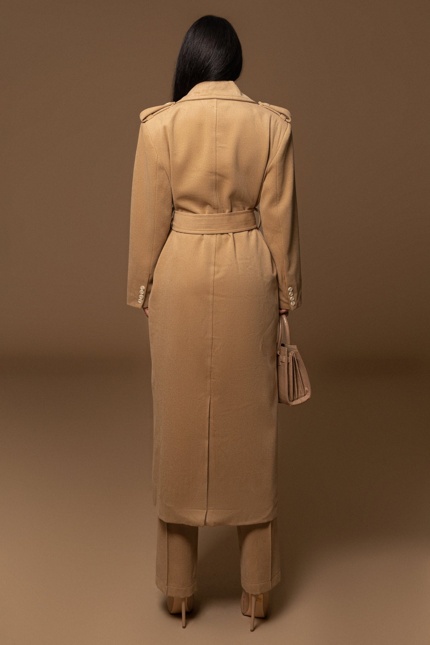 Beige SAVANNAH BELTED WOVEN COAT