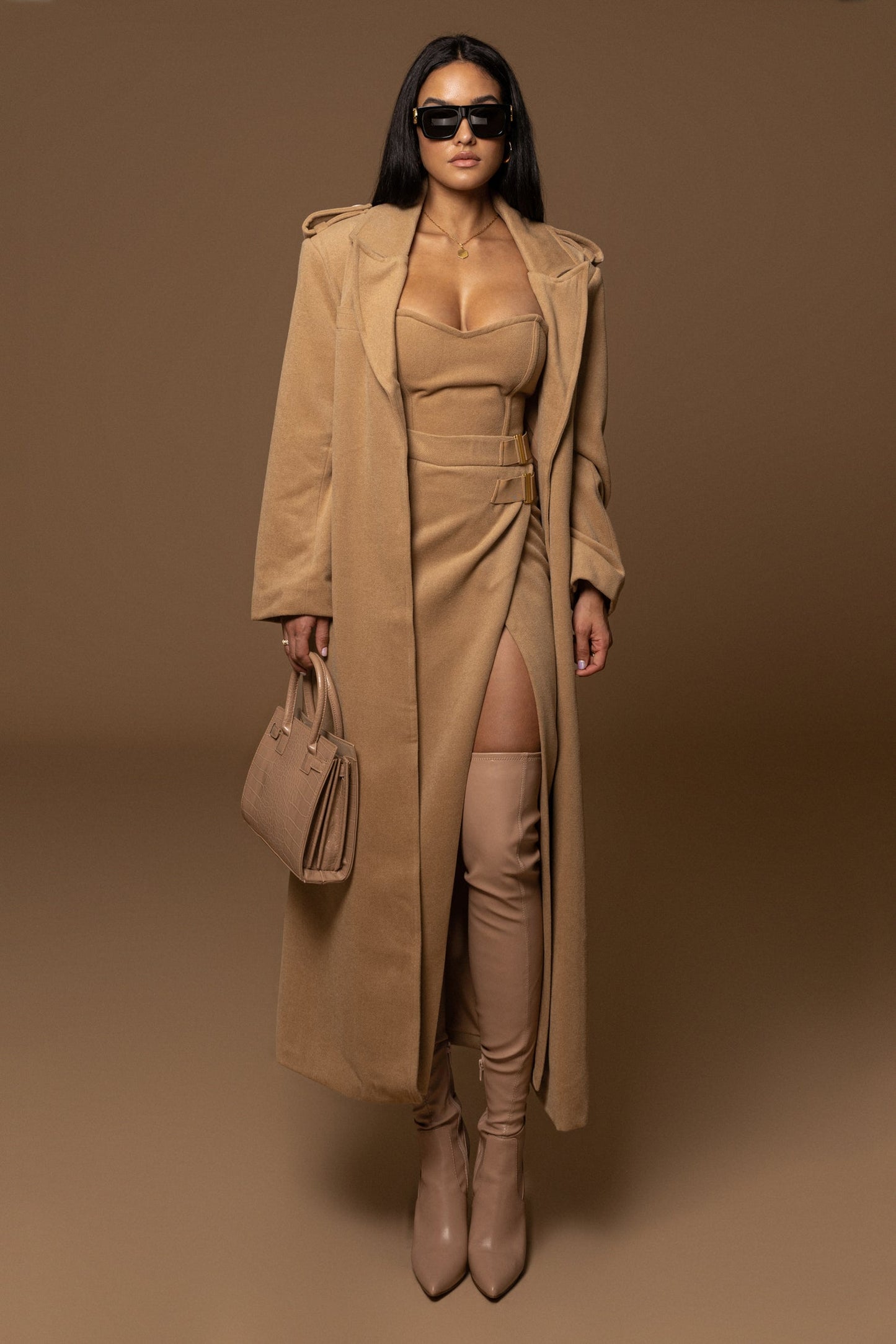 Beige SAVANNAH BELTED COAT