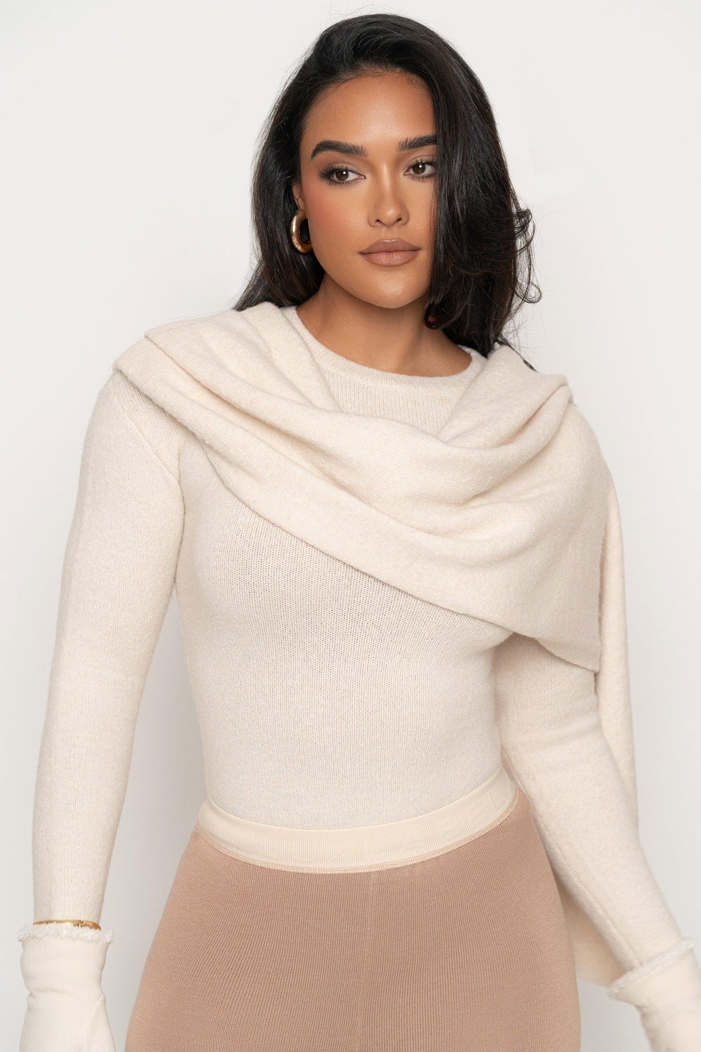 Milk Ribbed Scarf Top