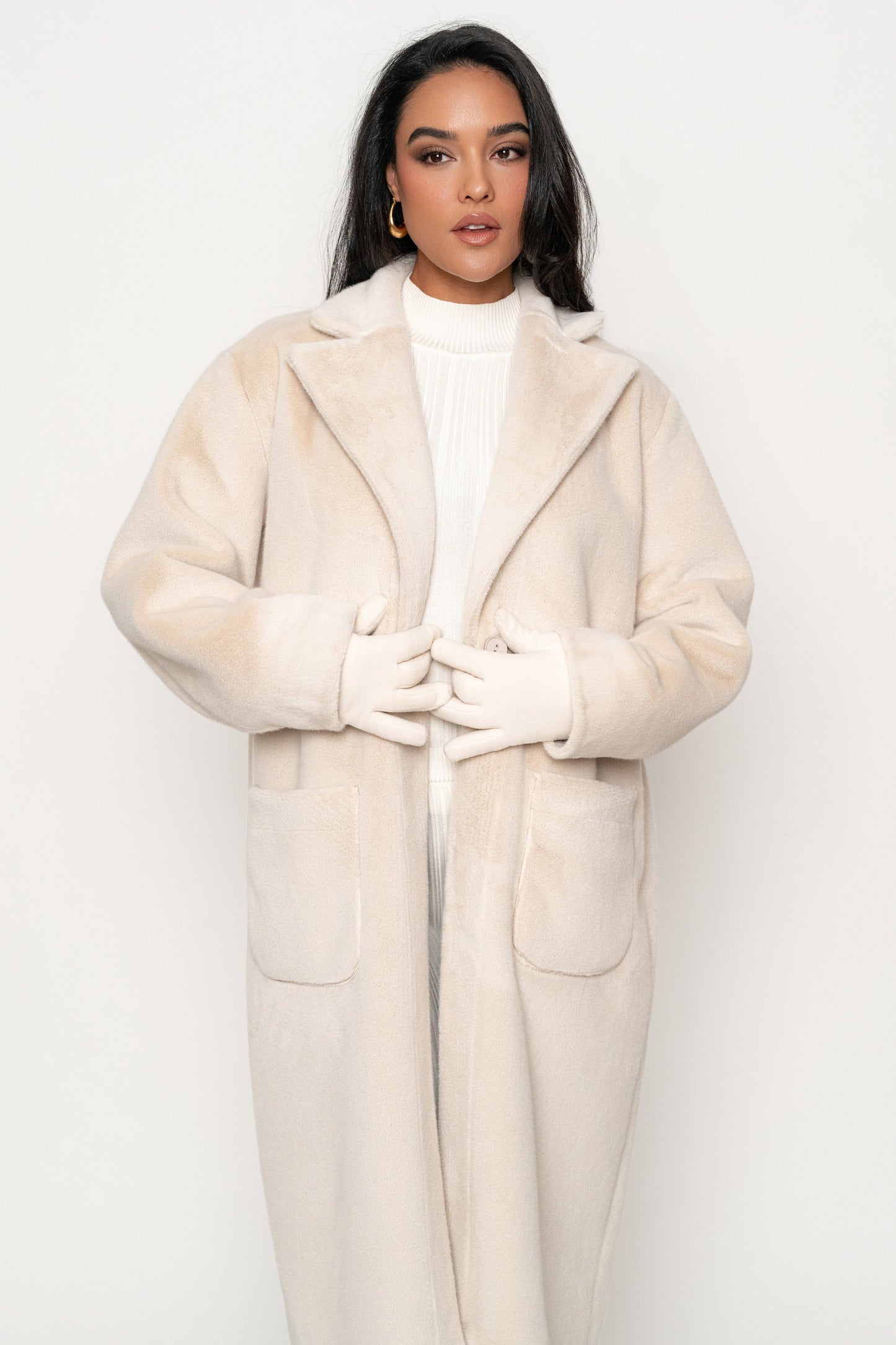 Beige Thelma Reversible Suede Coat