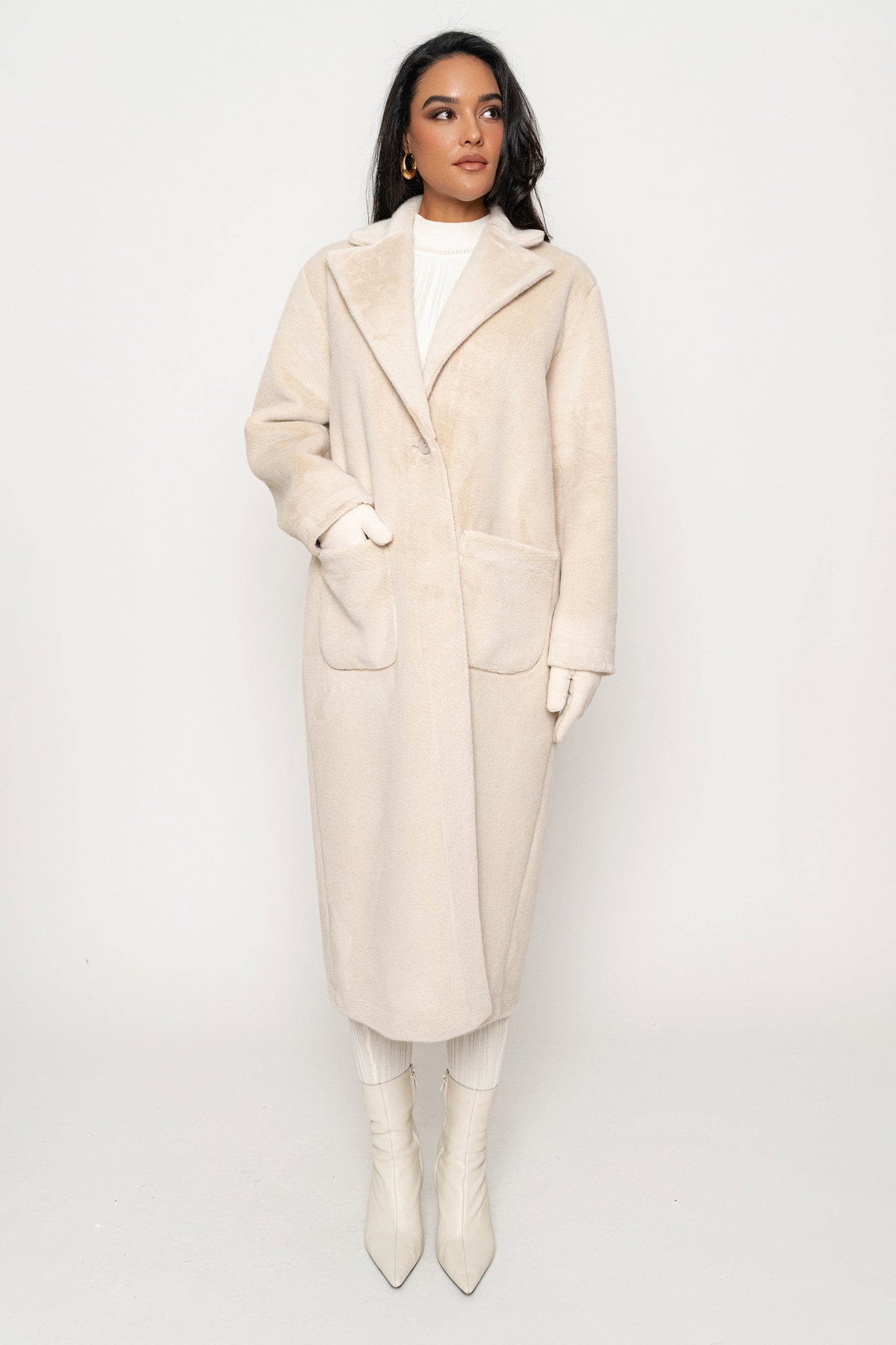 Beige Thelma Reversible Suede Coat