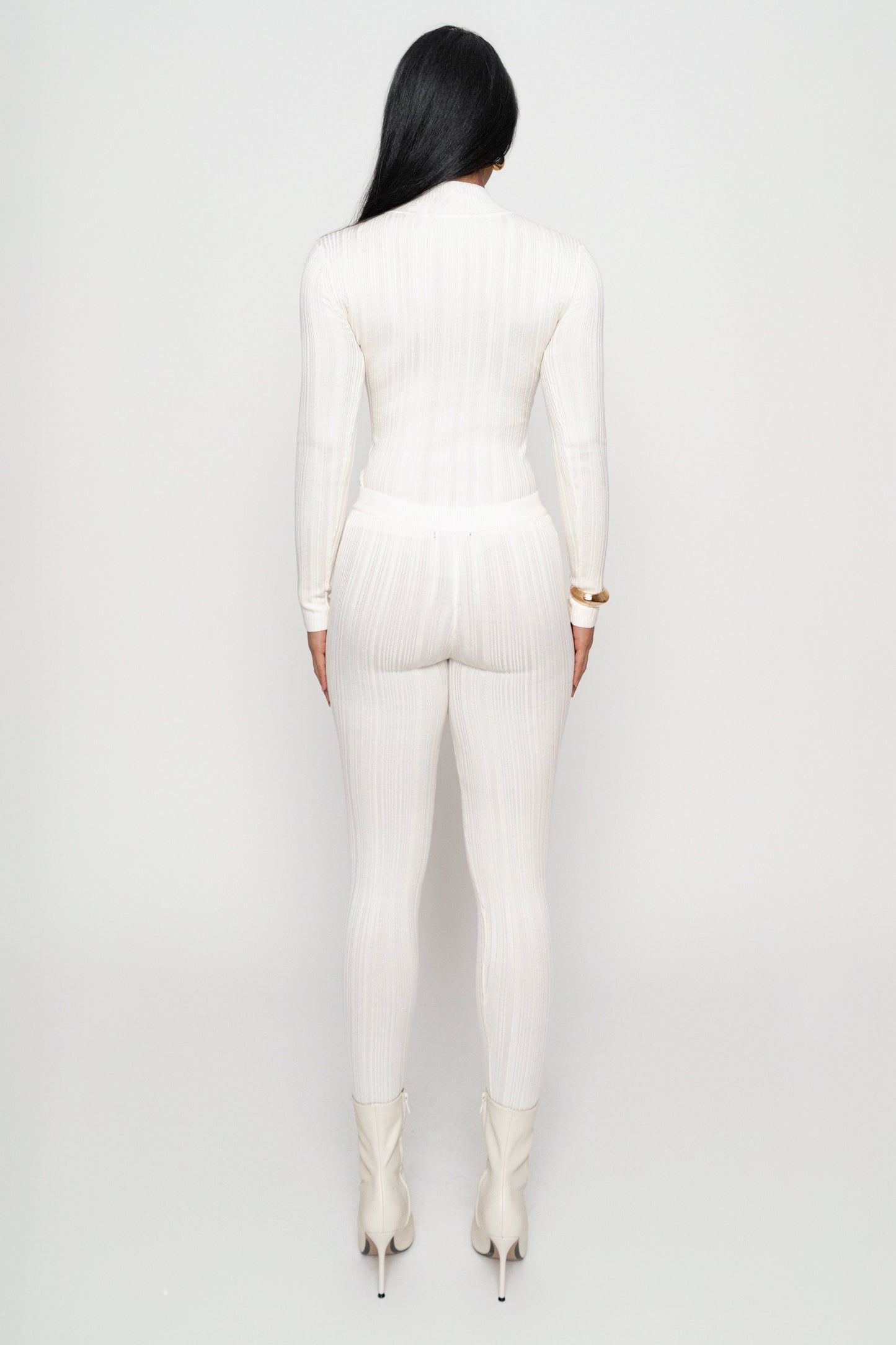 Ivory Ribbed Mock Neck Top