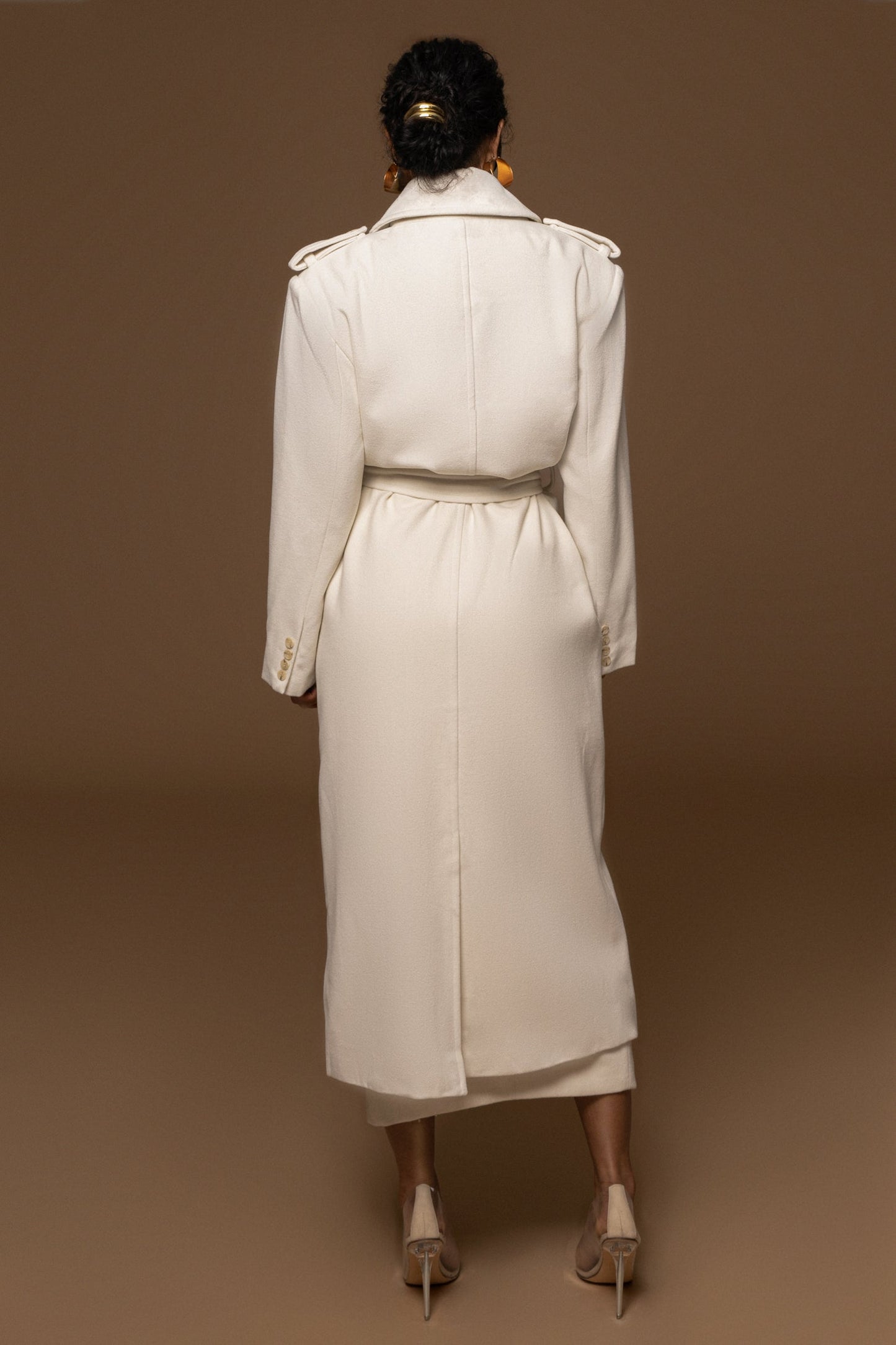 Ivory SAVANNAH BELTED WOVEN COAT