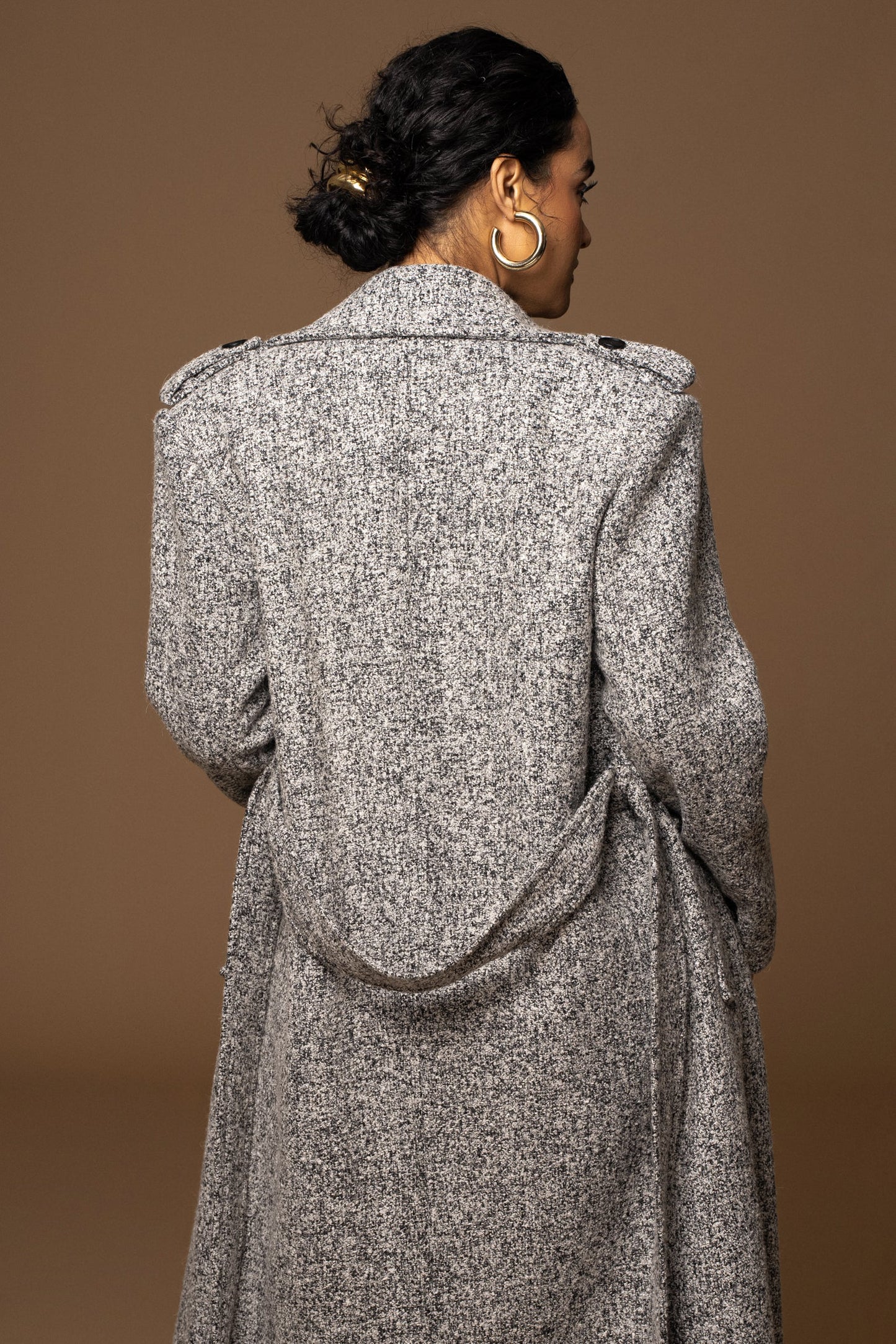 Lt. Grey Savannah Belted Tweed Coat