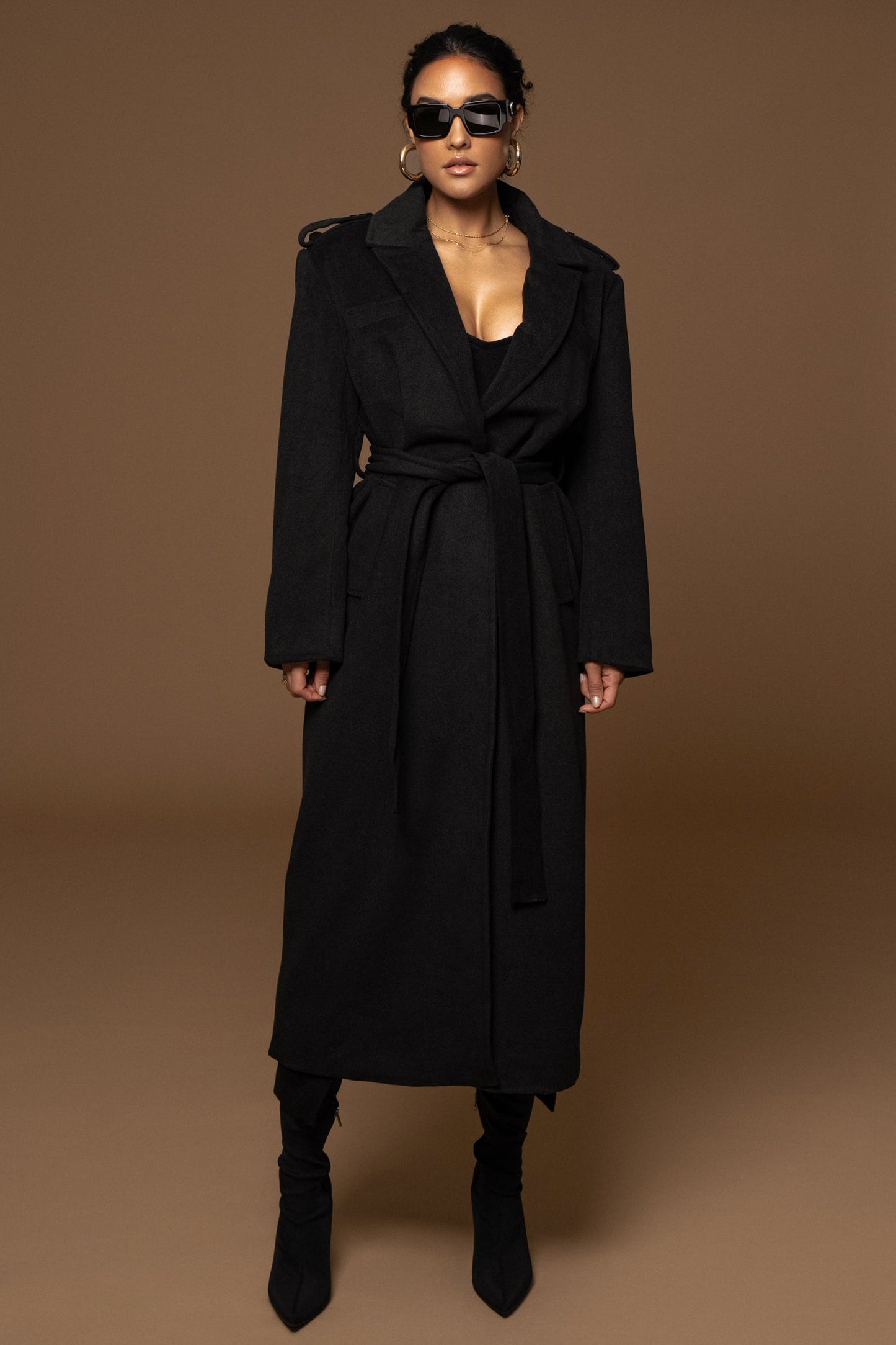 Black SAVANNAH BELTED COAT