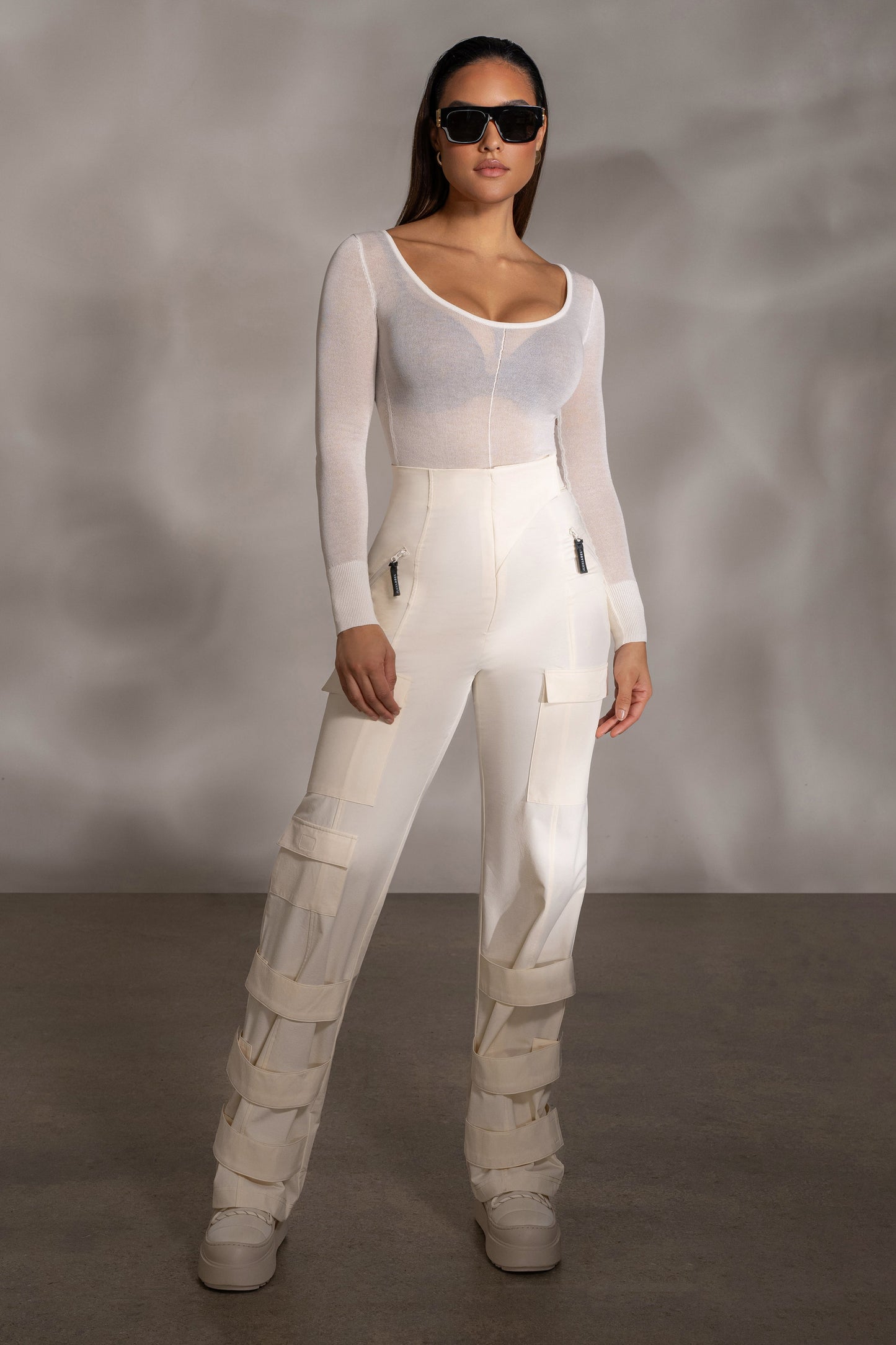 Ivory Nerida Sheer Knit Bodysuit