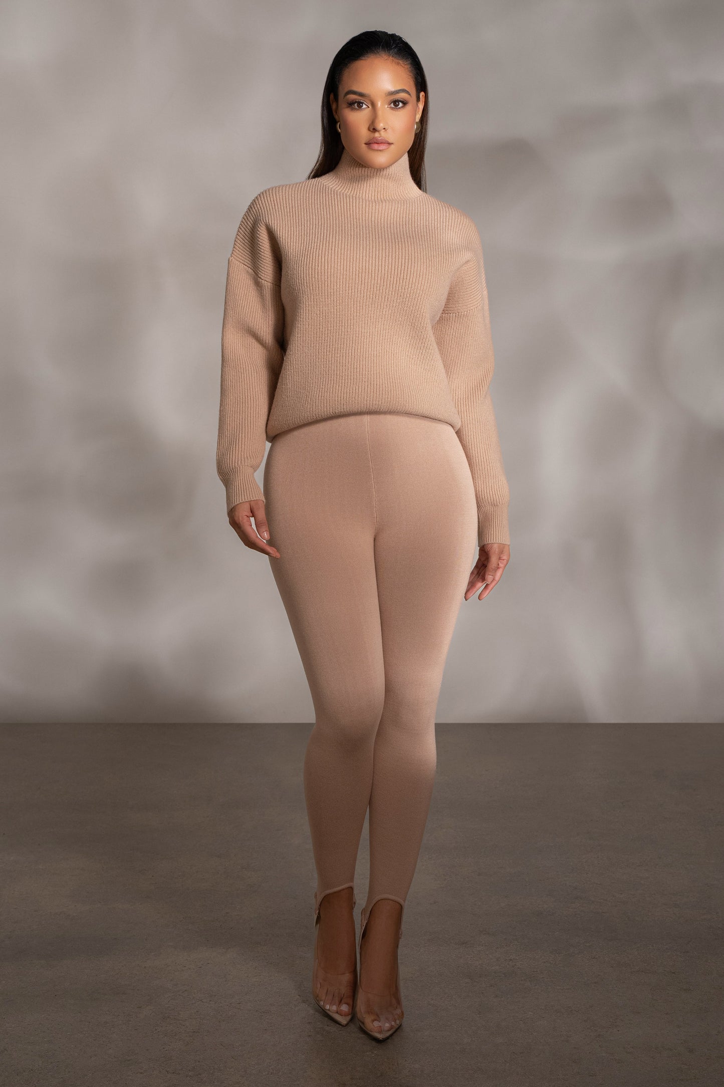 Beige Jenni Turtleneck Sweater Top