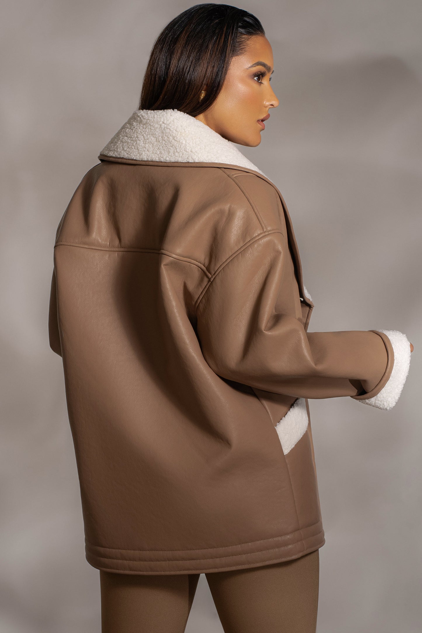 Tan Presley Faux Leather Coat