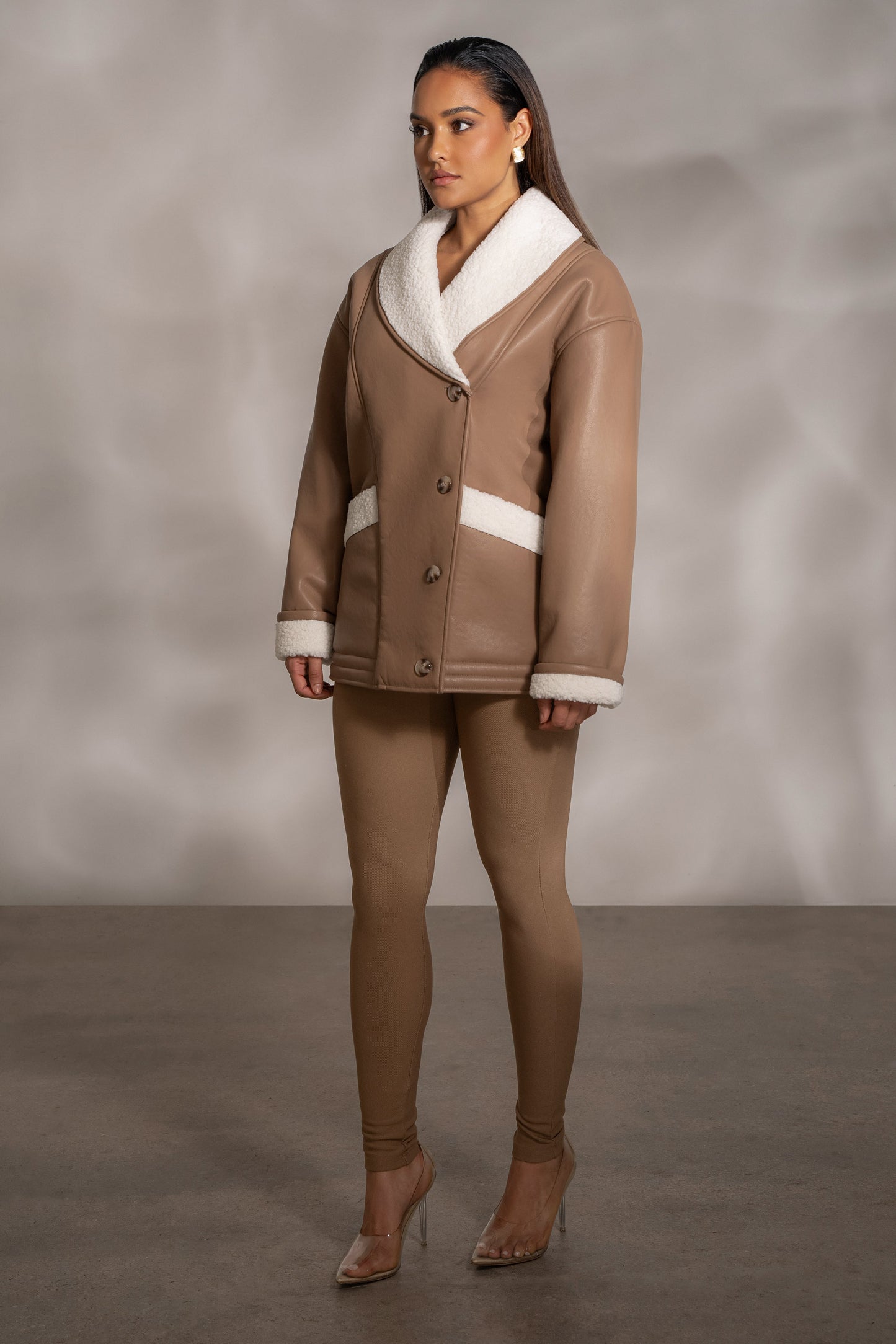 Tan Presley Faux Leather Coat