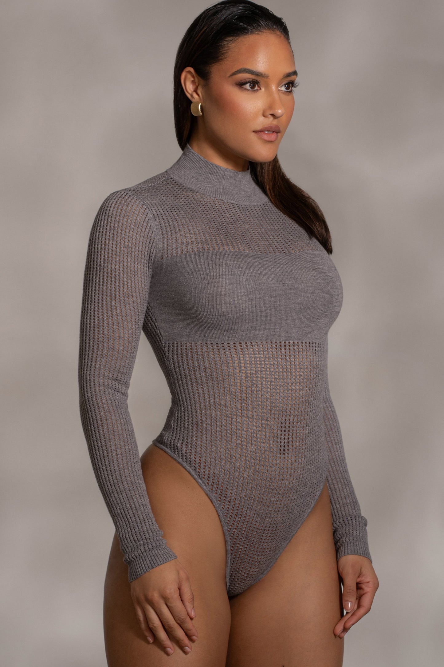 Grey Klaudette Knit Bodysuit