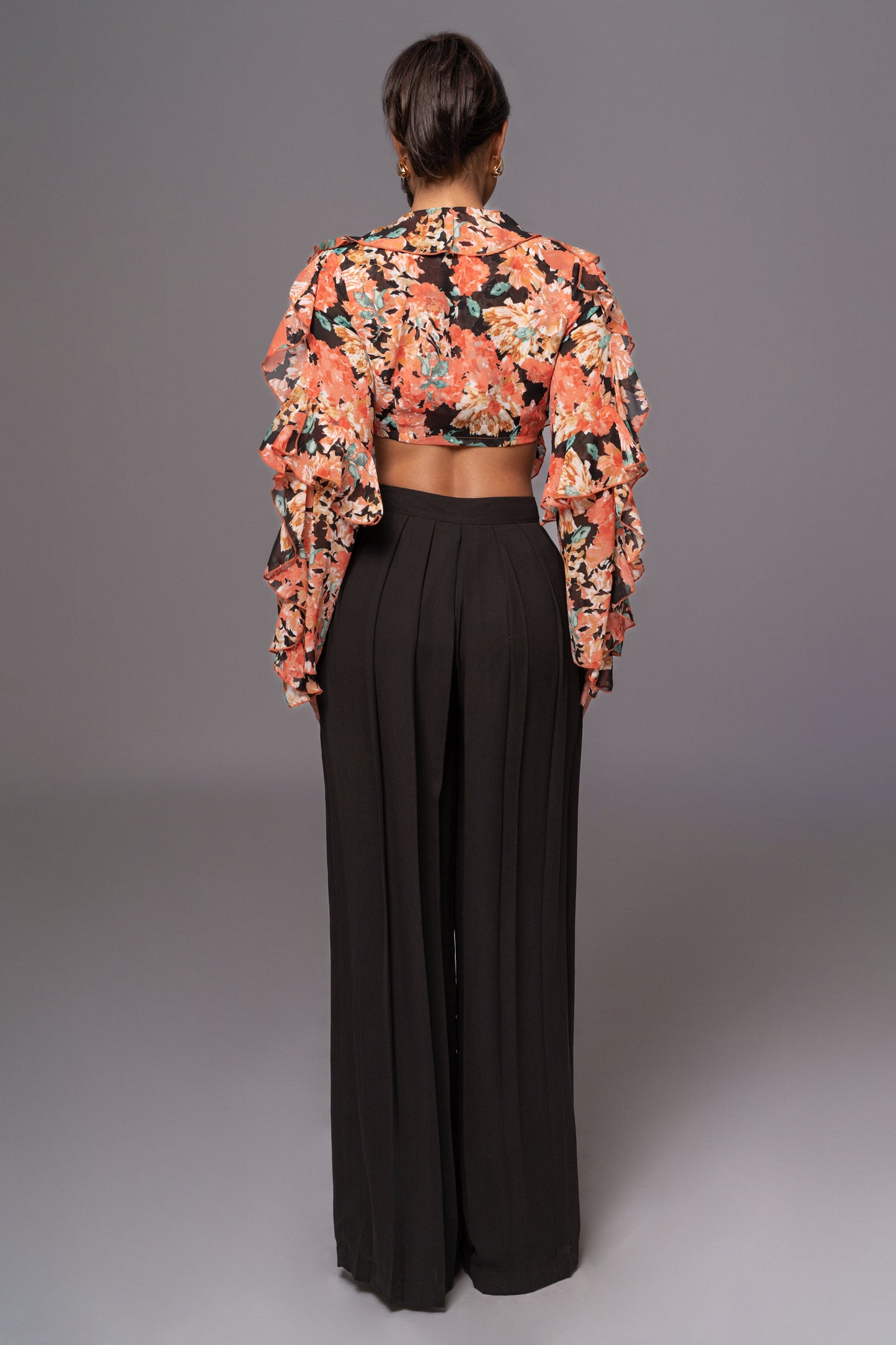 Black Floral Yvanna Ruffle Top