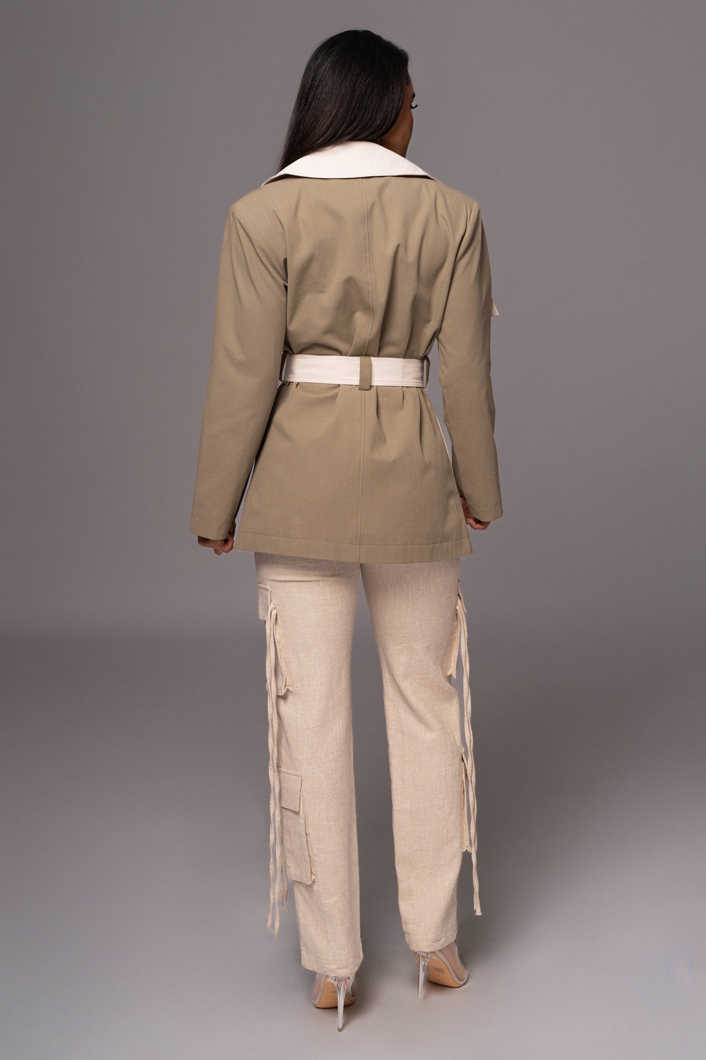 Olive Color Block Summit Belted Jacket