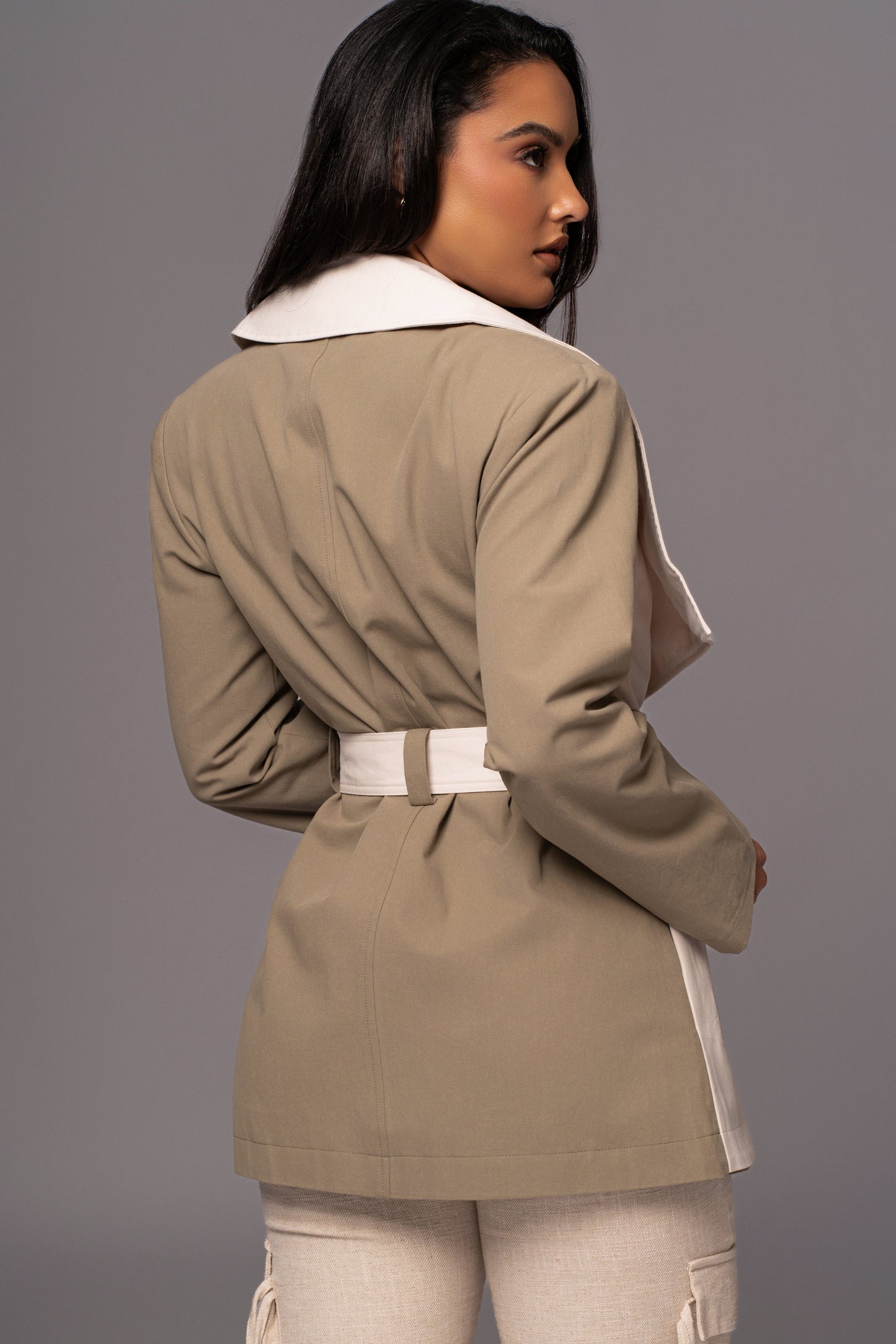 Olive Color Block Summit Belted Jacket