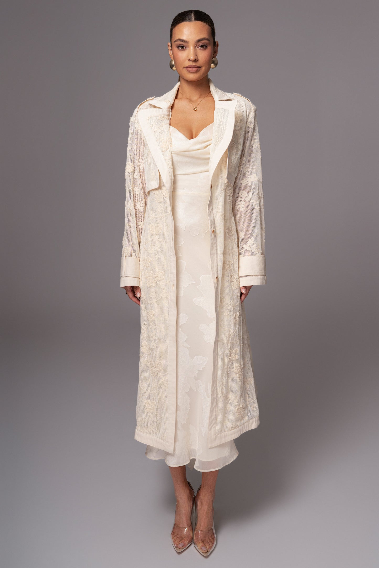 Ivory Floral Embroidered Coat