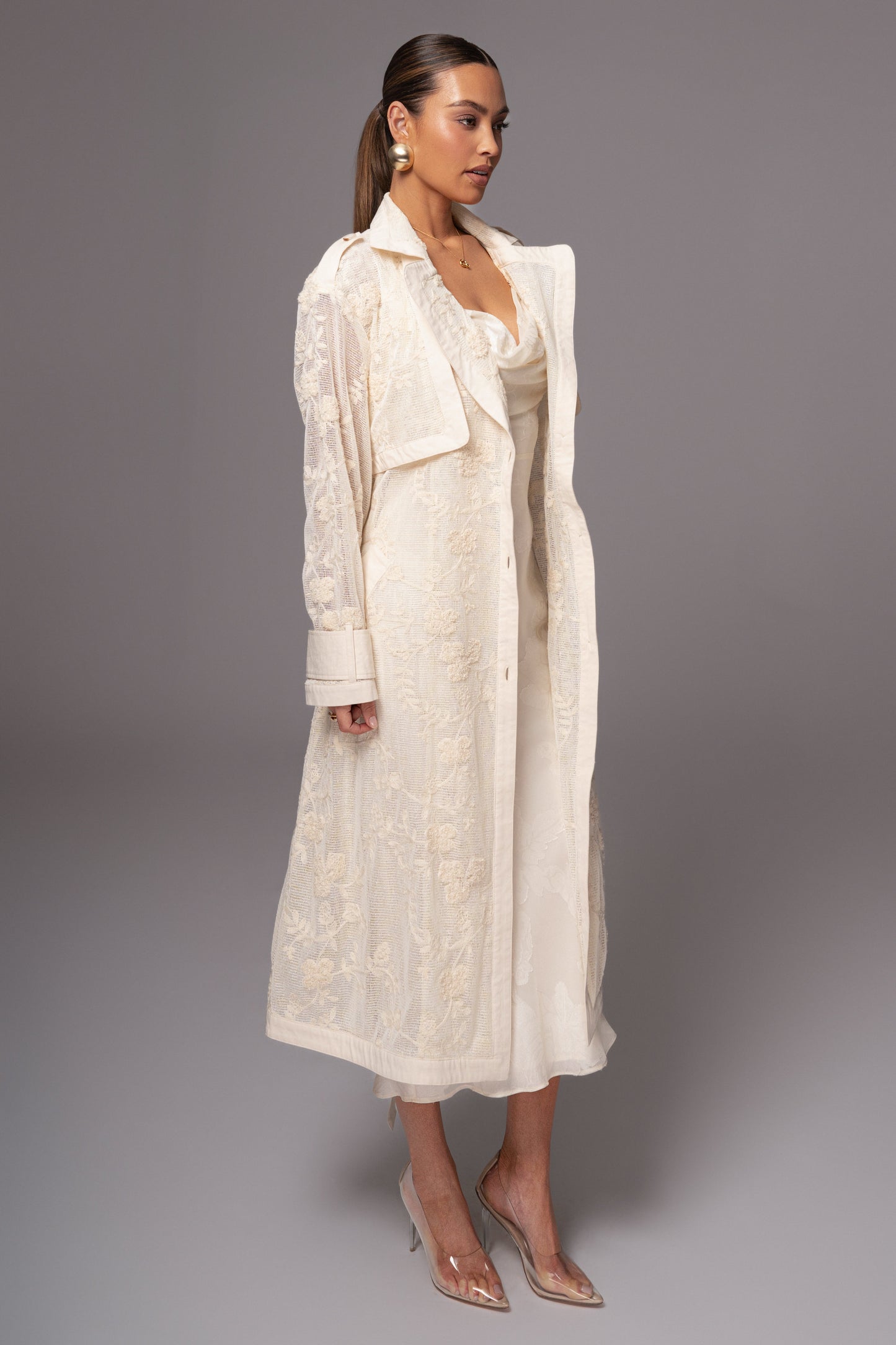 Ivory Floral Embroidered Coat