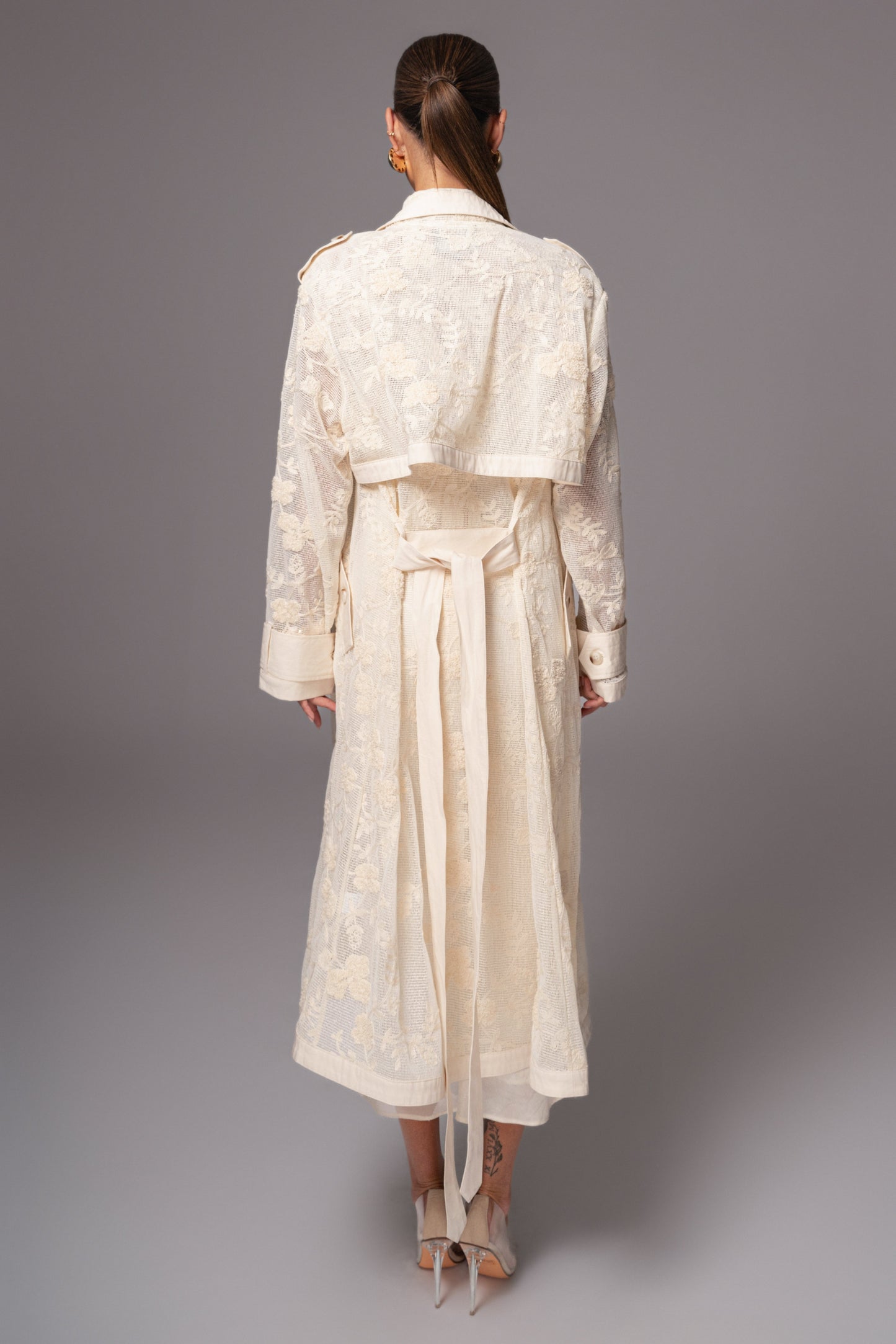 Ivory Floral Embroidered Coat