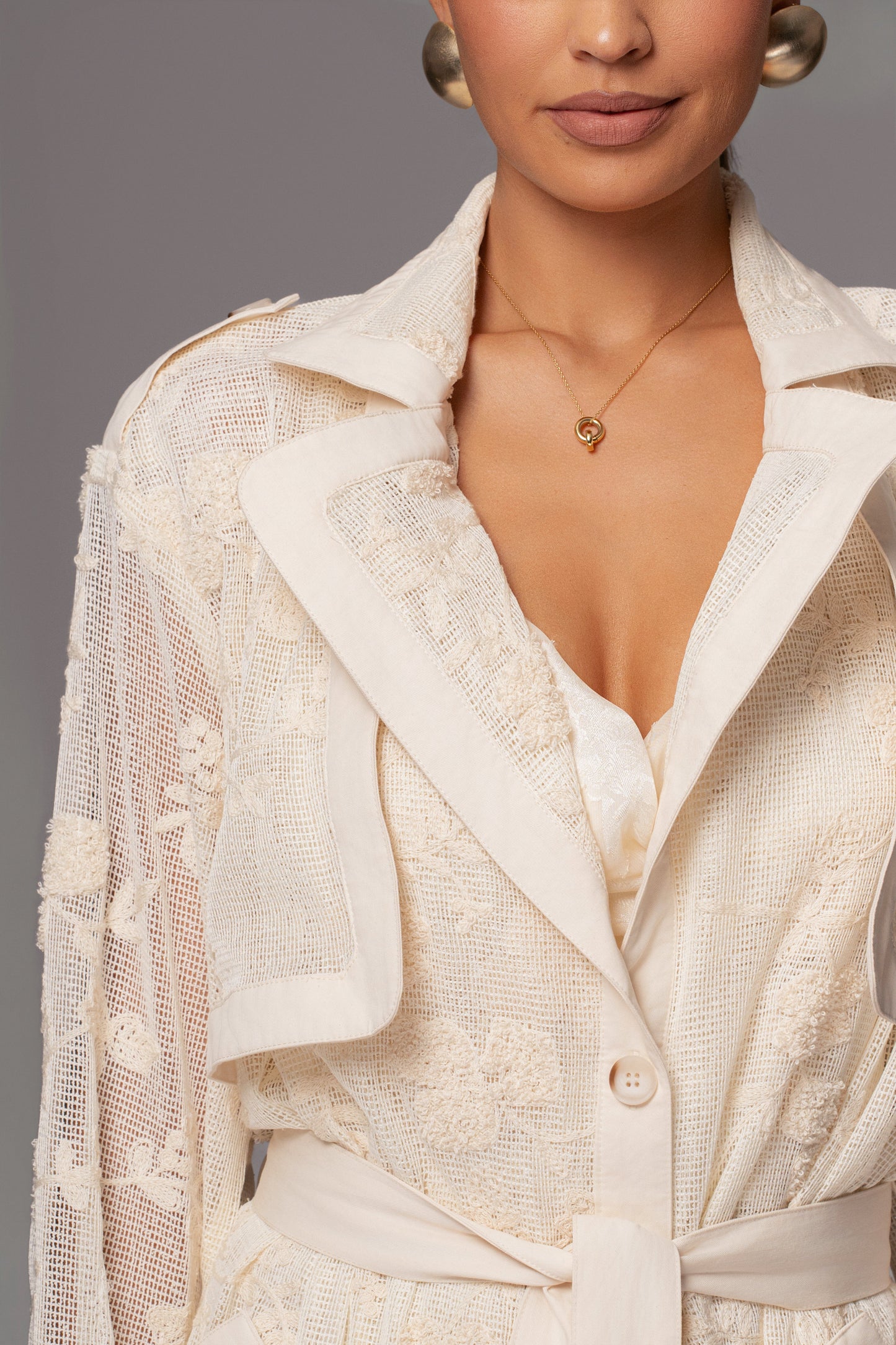 Ivory Floral Embroidered Coat