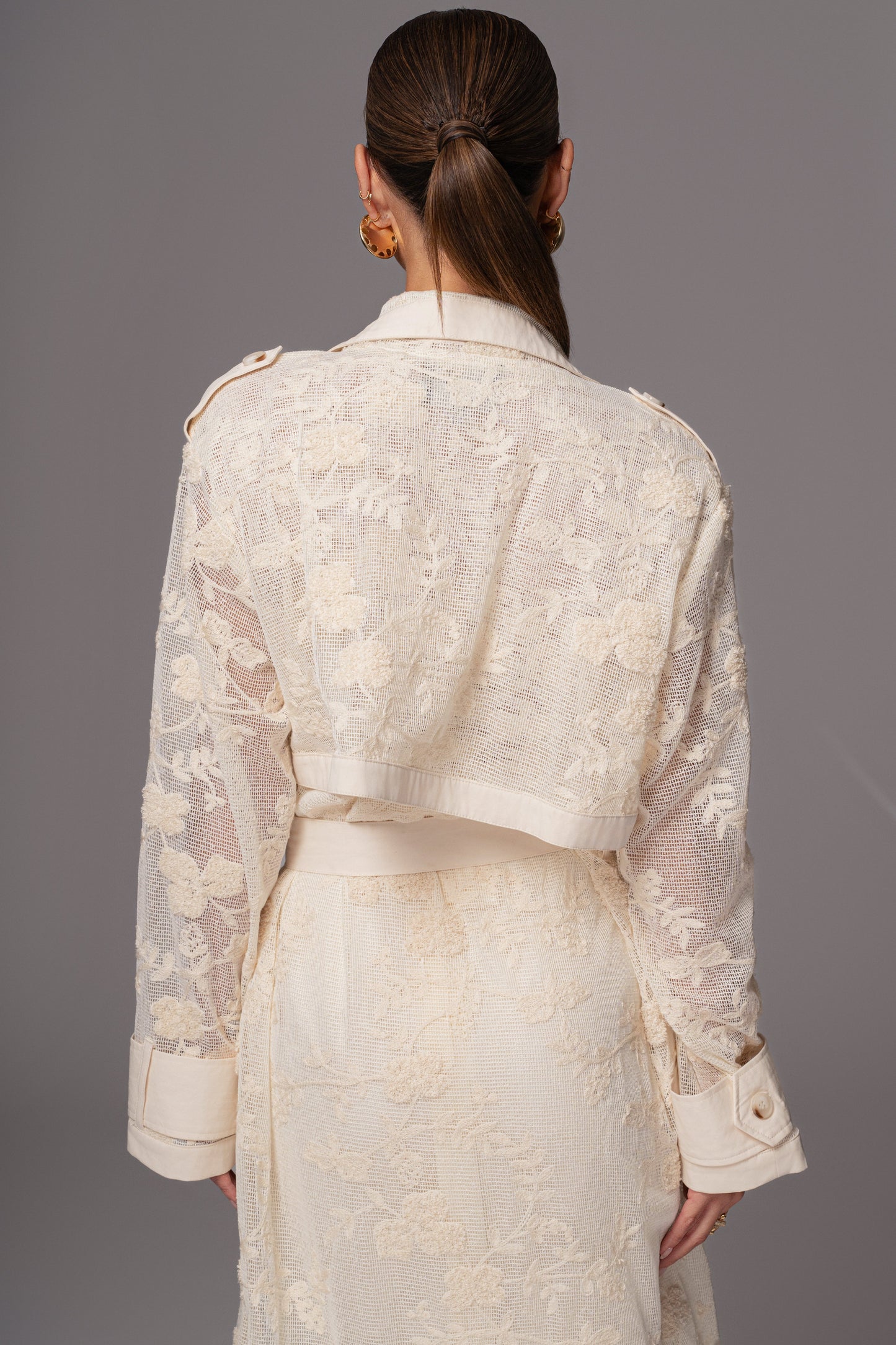 Ivory Floral Embroidered Coat