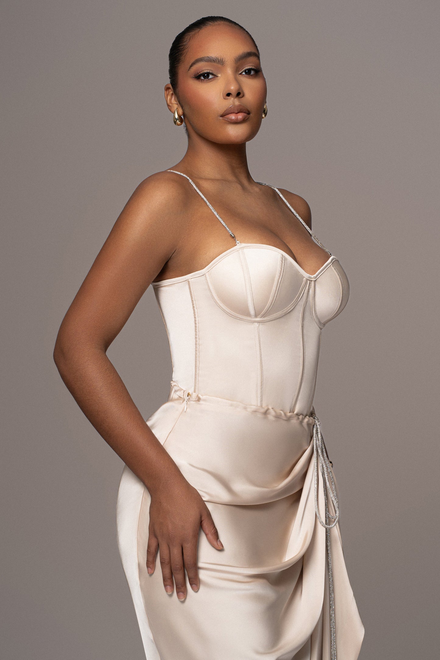 Champagne Leo Matte Satin Bustier