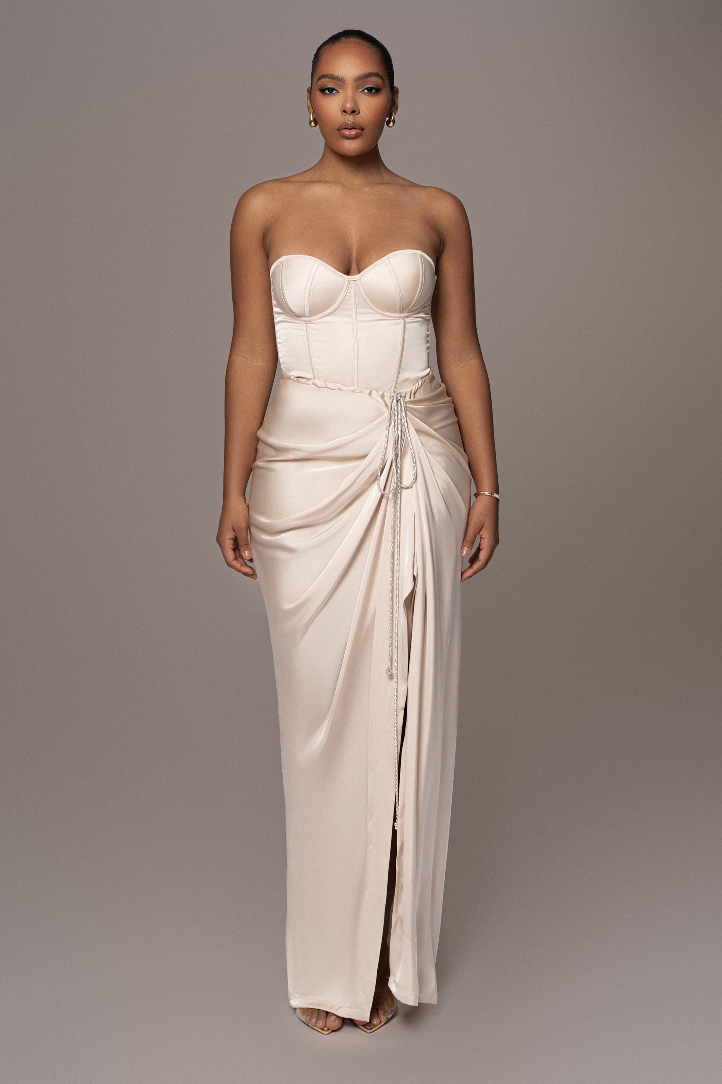 Champagne Leo Matte Satin Bustier